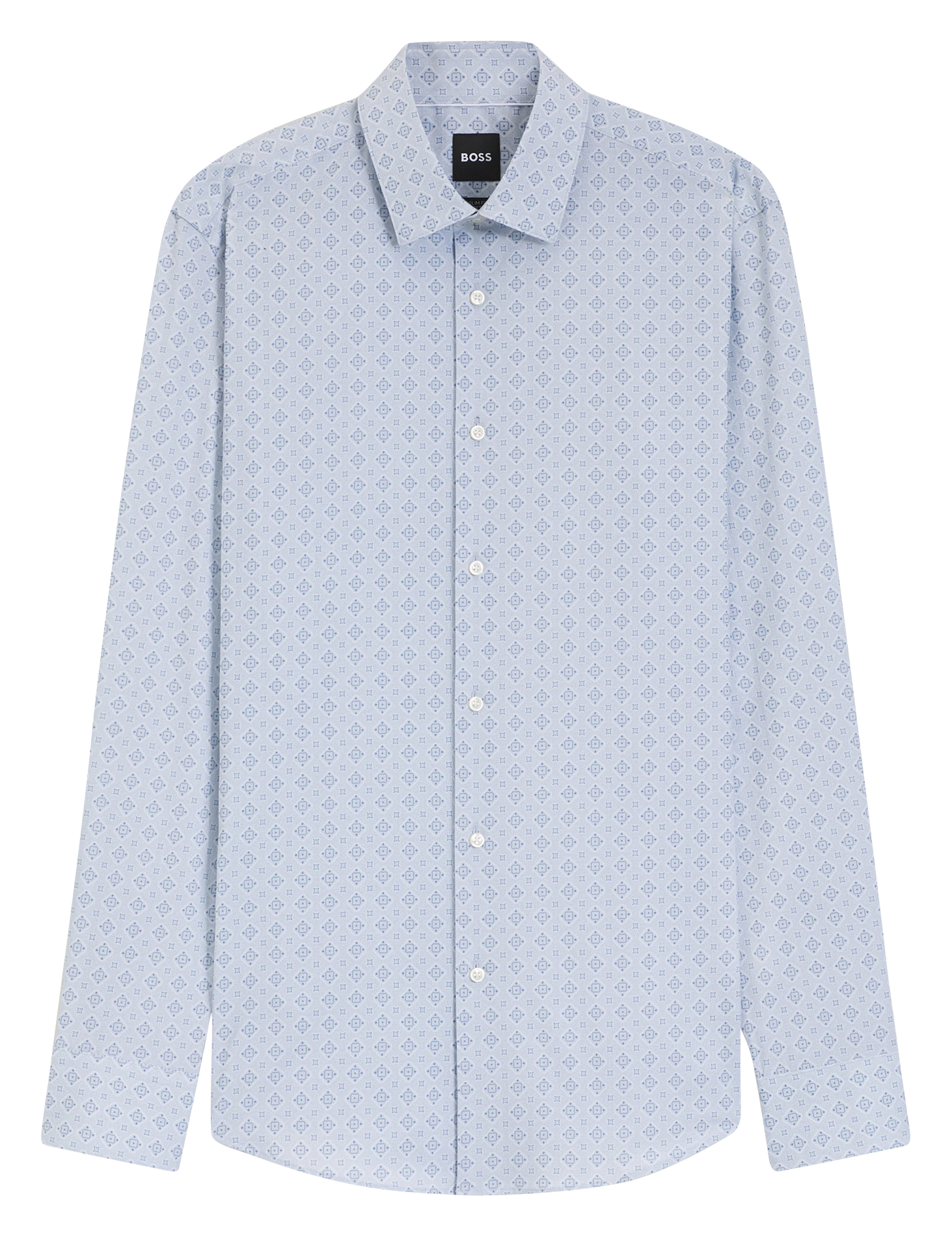 Chemise droite imprimée en coton mélangé BOSS Bleu