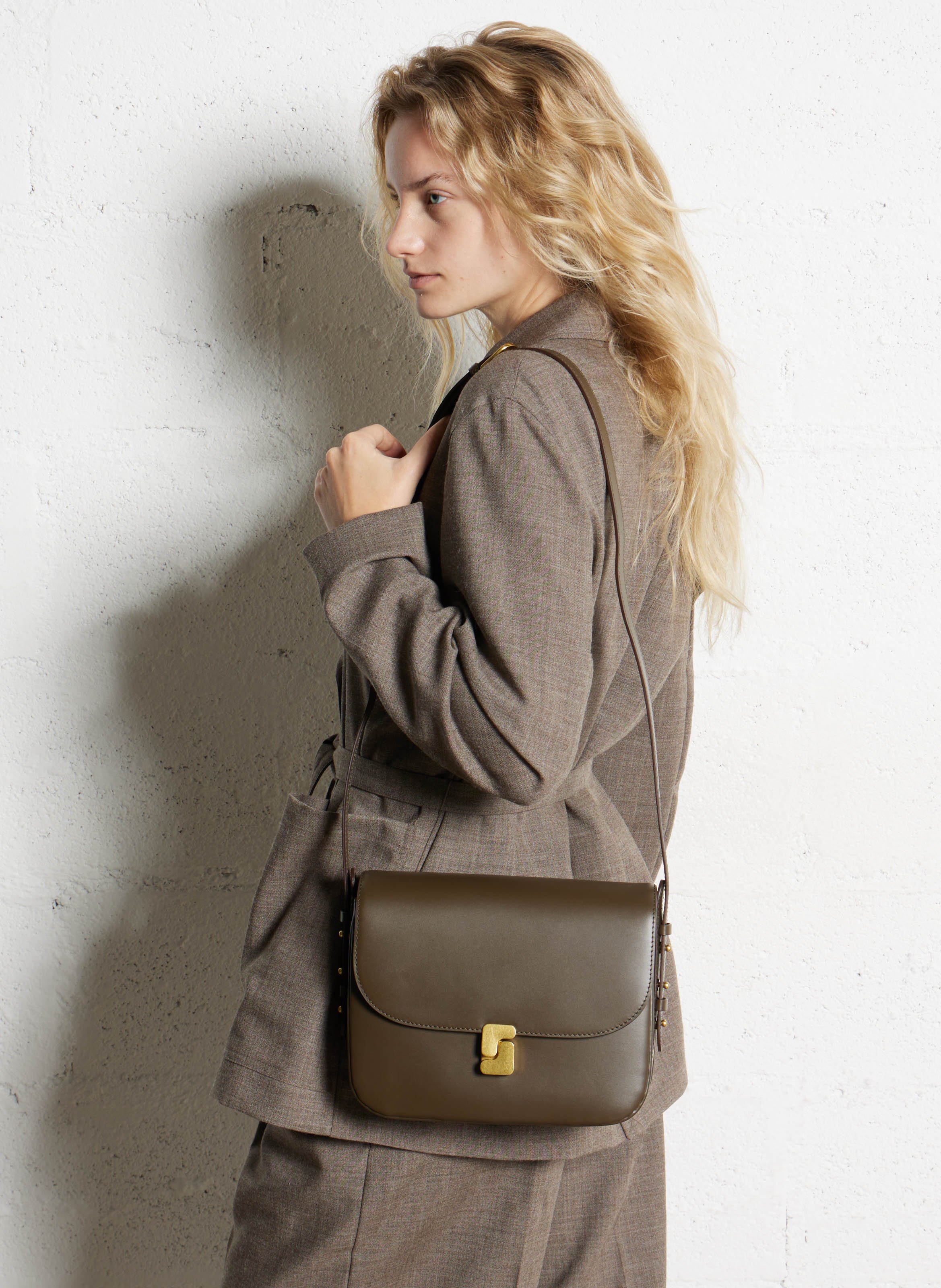 Sac bandoulière en cuir bellissima maxi SOEUR Kaki