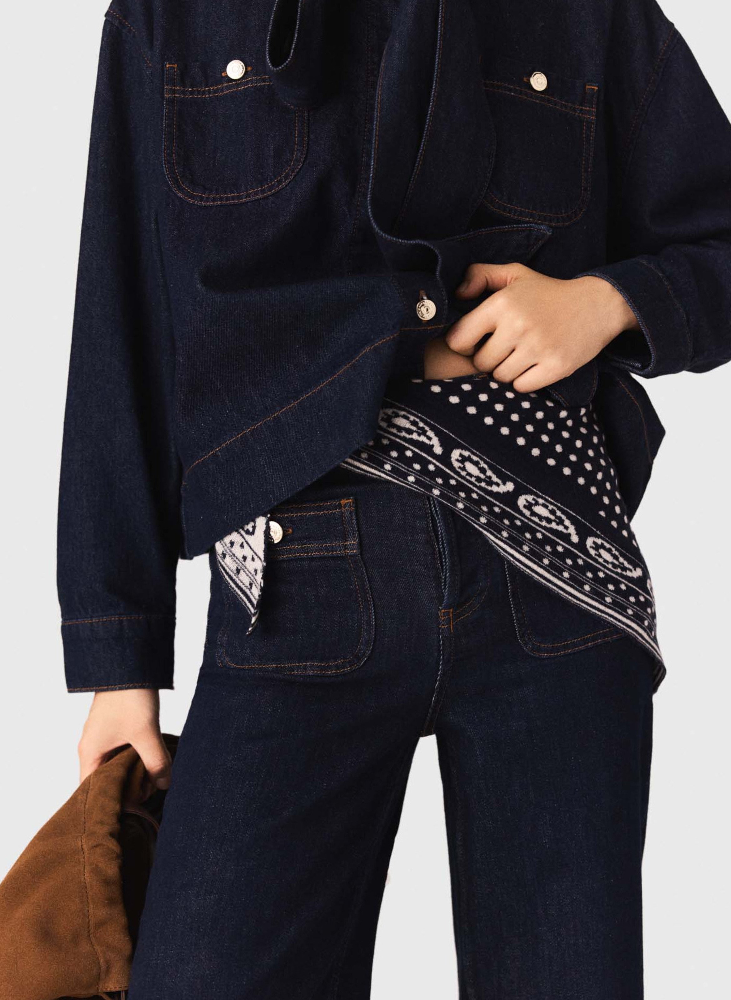 Écharpe triangle en laine et cachemire MAJE Bleu