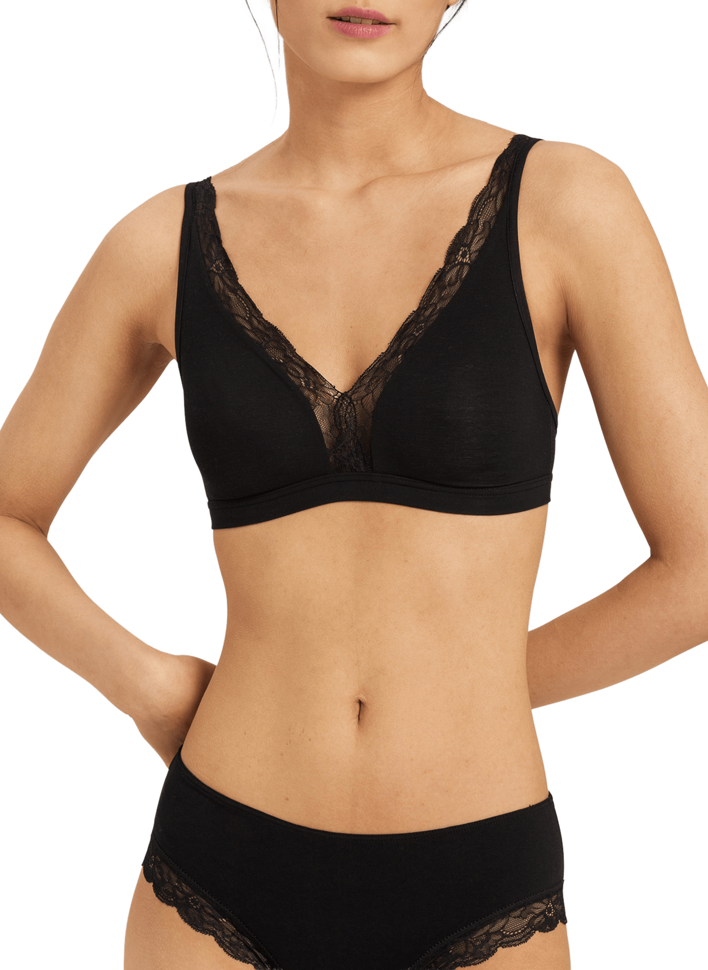 HANRO Soutien-gorge sans armature avec dentelle Noir