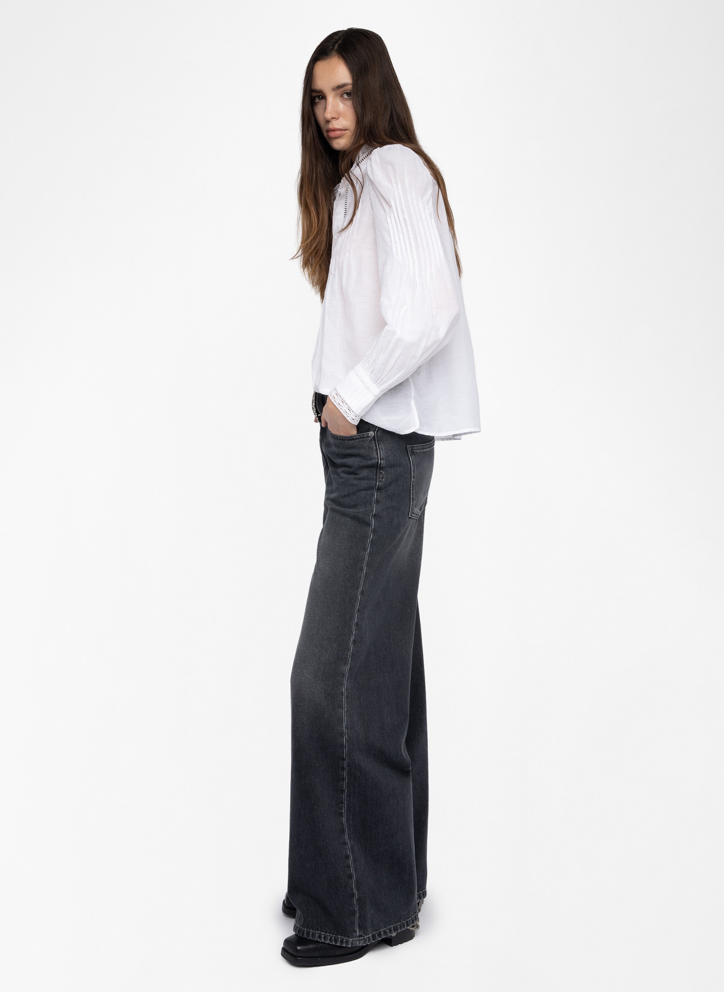 Blouse col rond en coton timz ZADIG&VOLTAIRE Blanc