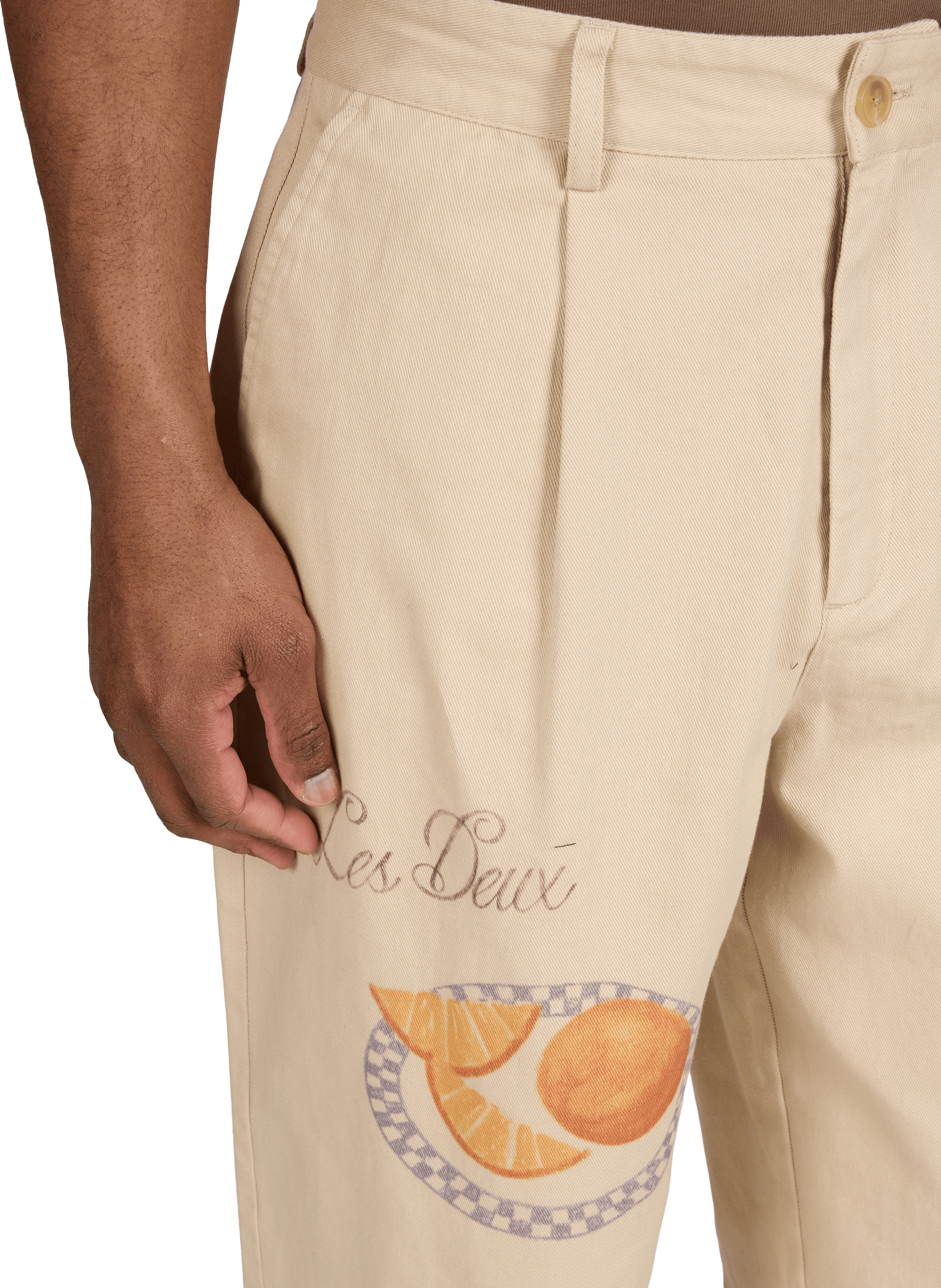 Wide leg Romeo jeans with pattern in cotton LES DEUX Beige