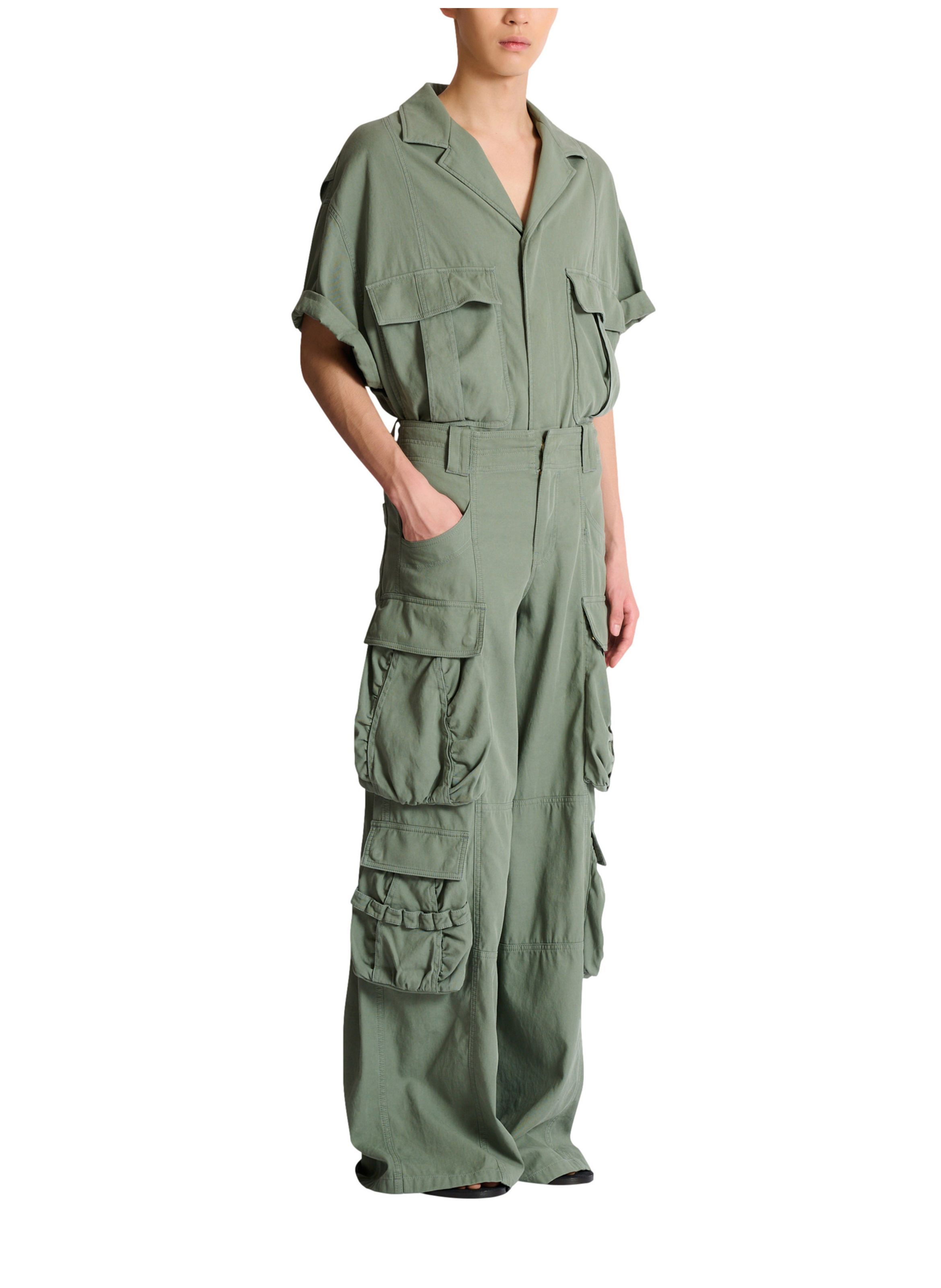Pantalon cargo en coton BALMAIN Vert