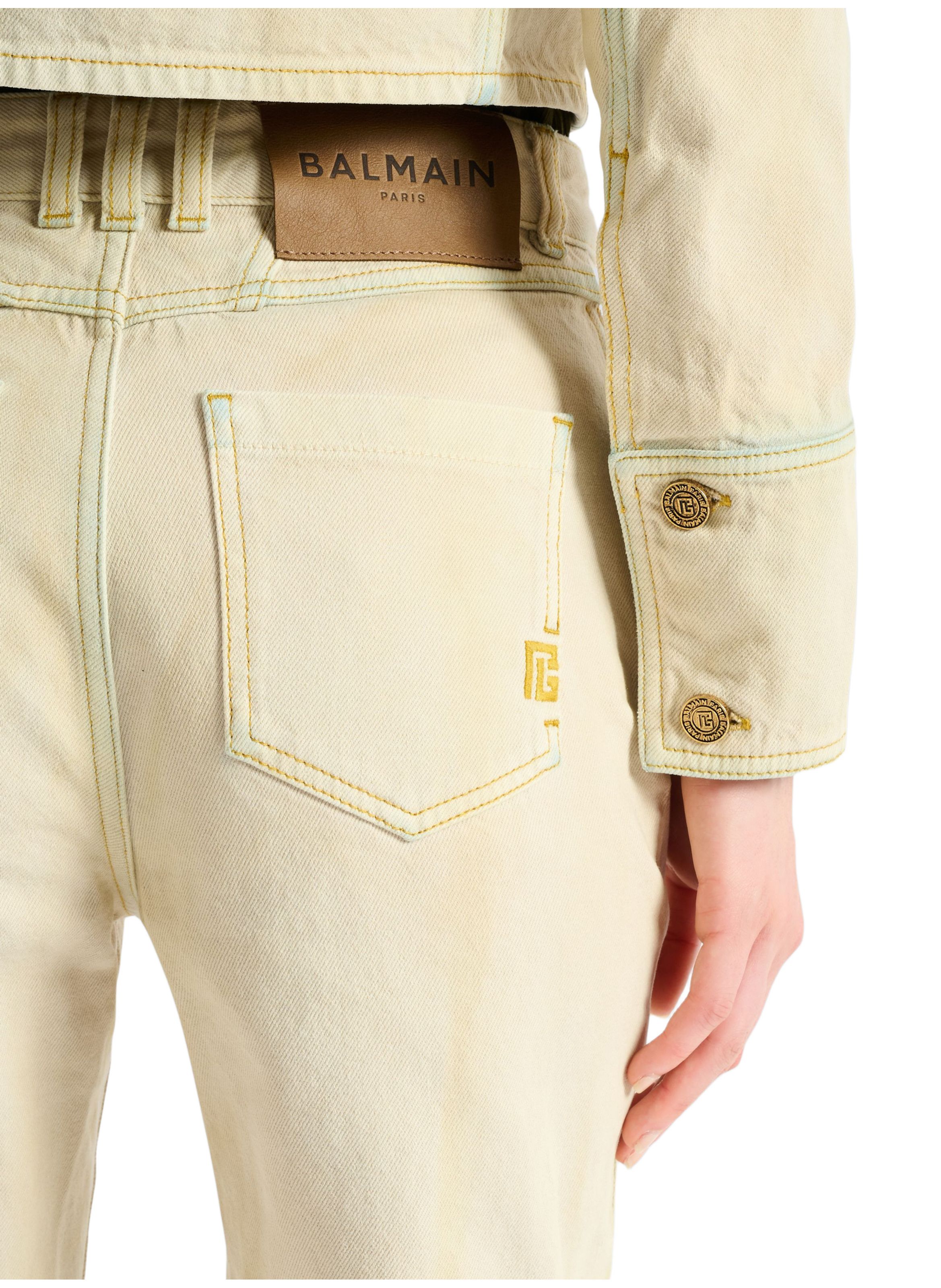 Veste en denim délavé BALMAIN Beige