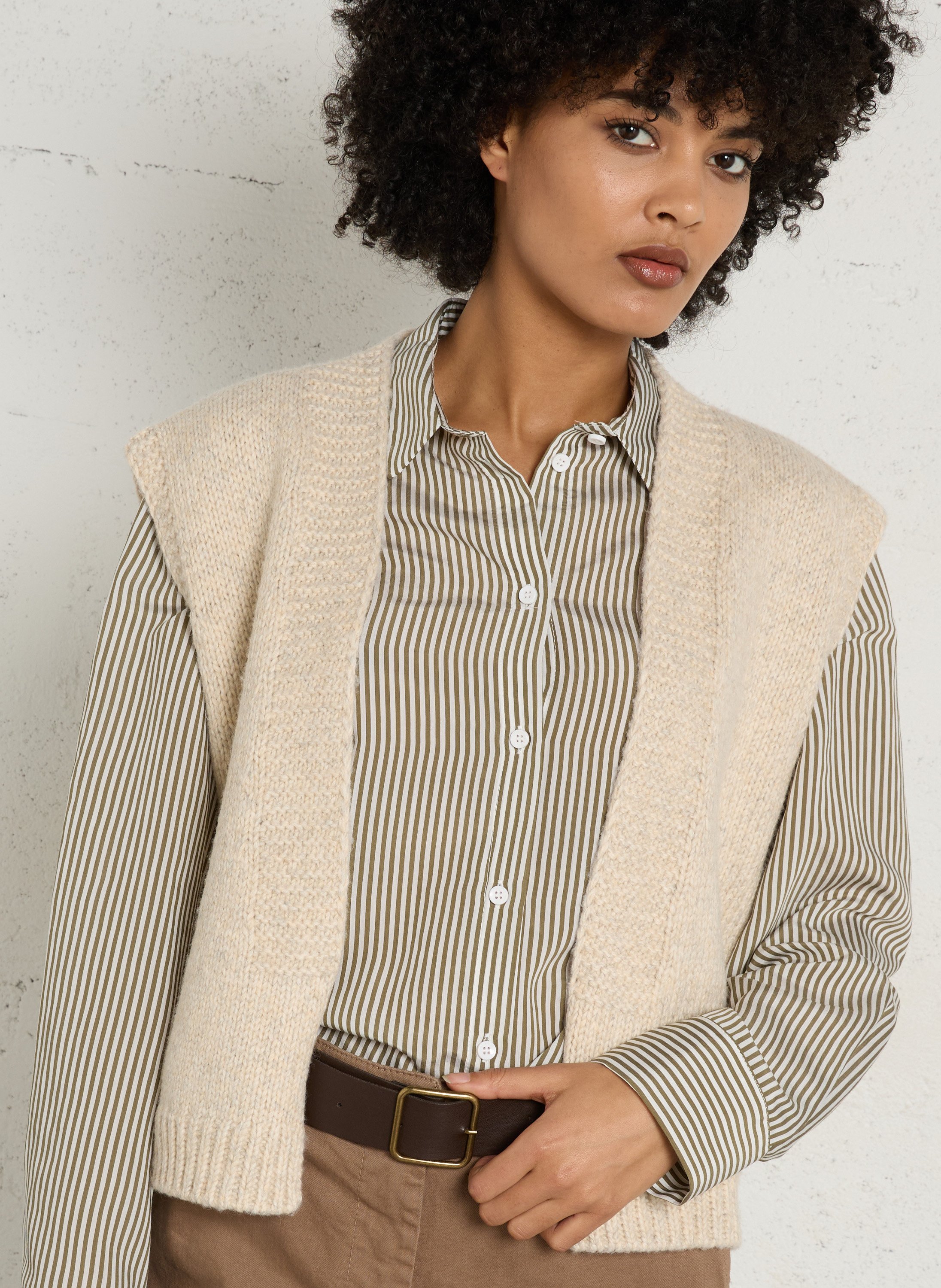 Gilet sans manches en coton mélangé priska MAISON 123 Blanc