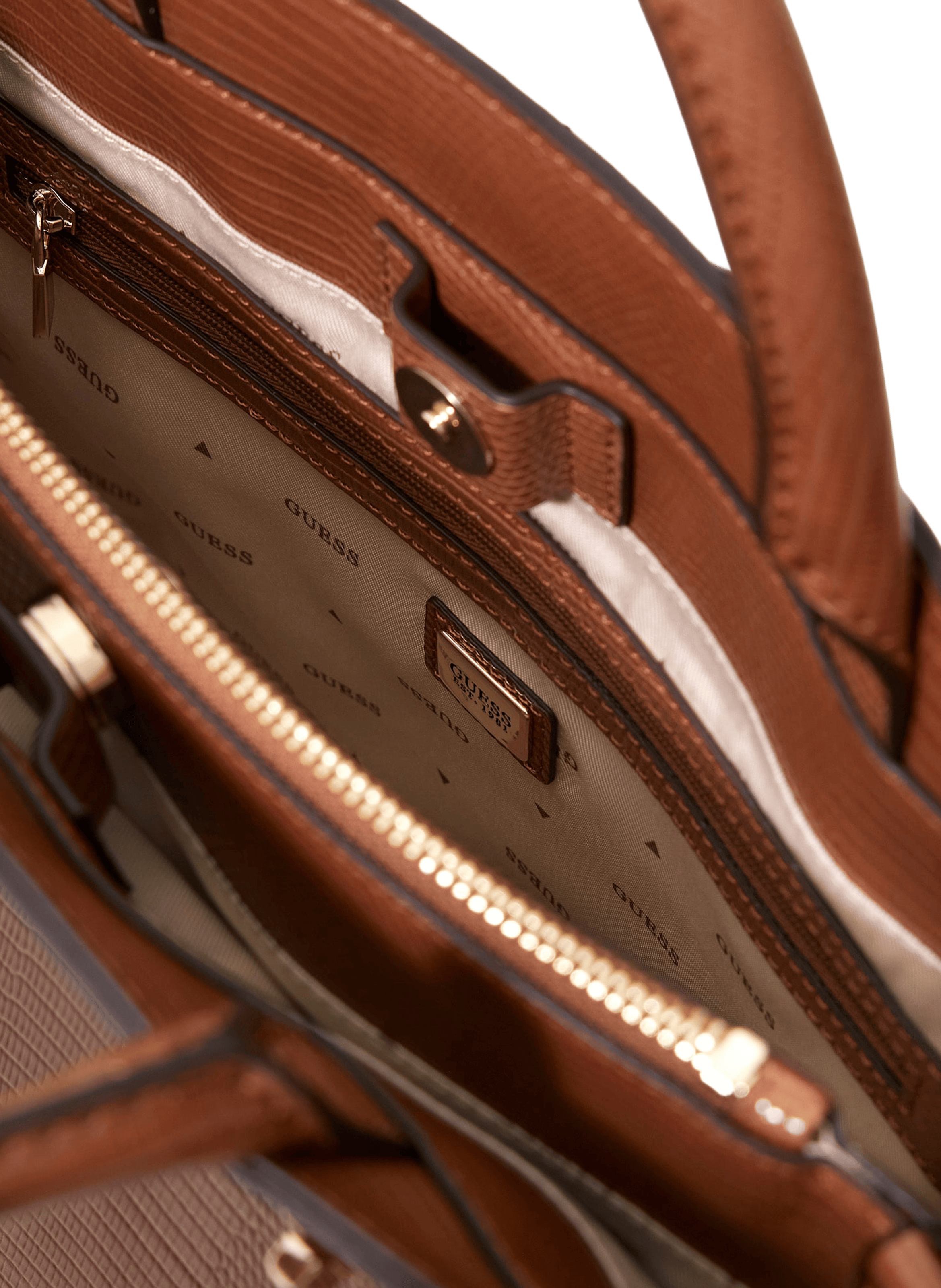 Sac à main grainé Melinda GUESS Marron