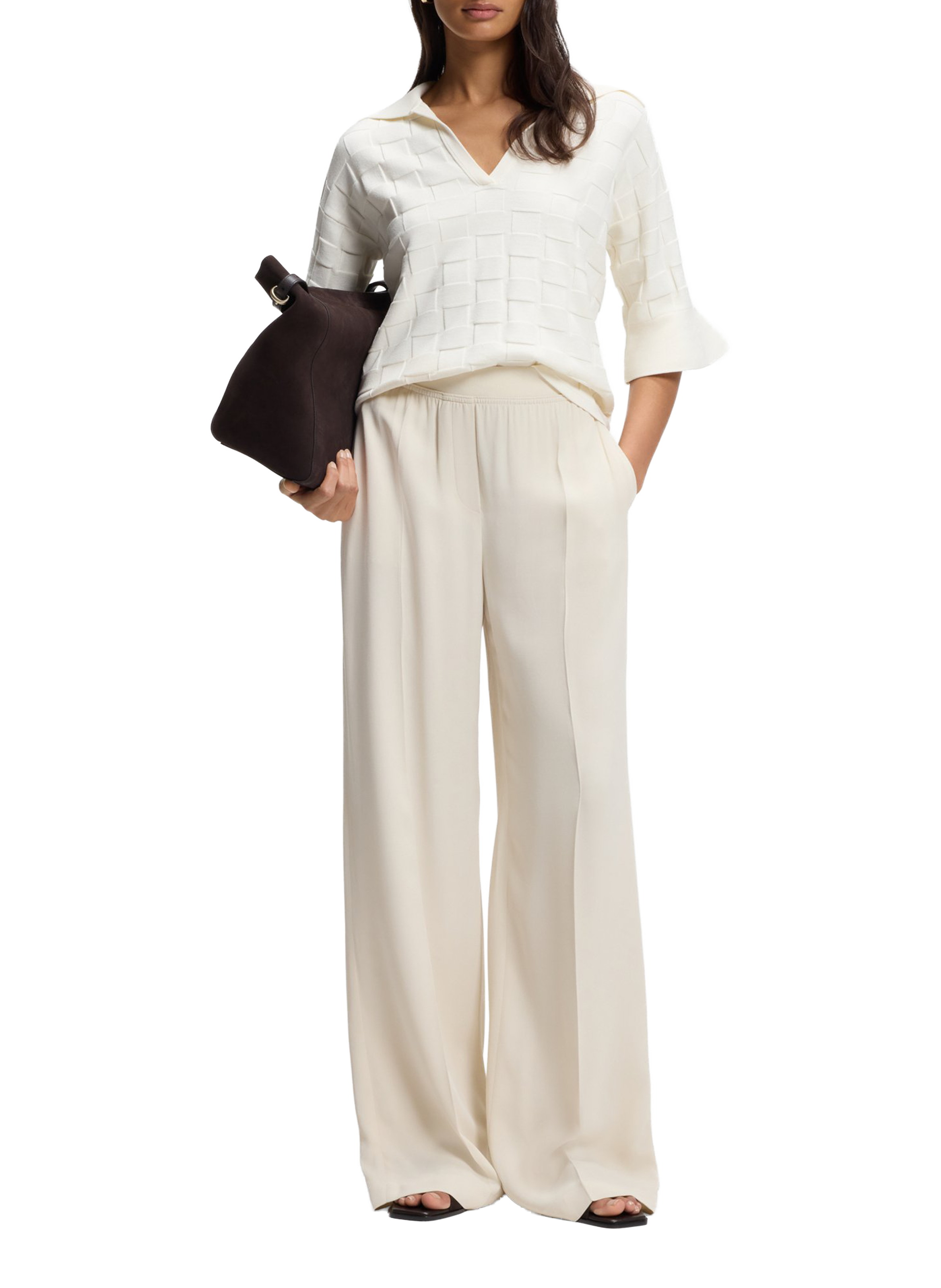 T-shirt encolure V BOSS Beige