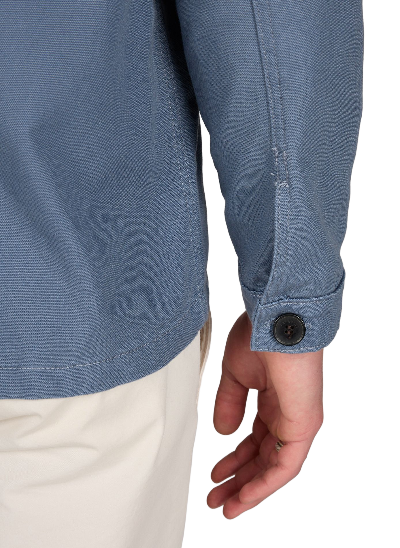 Solid color straight buttoned cotton jacket LAFAURIE Blue