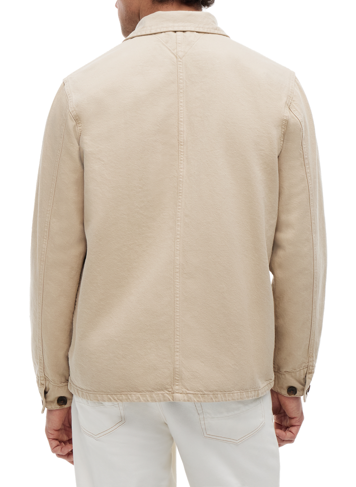 Veste droite à logo en coton TOMMY HILFIGER Beige