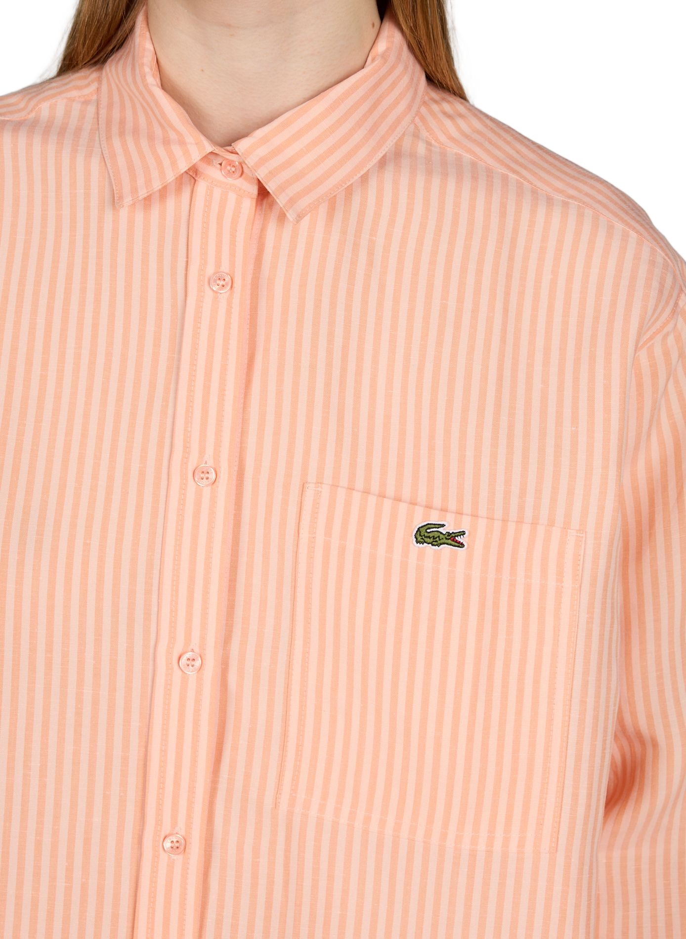 Chemise manches longues à rayures en coton LACOSTE Multicolore