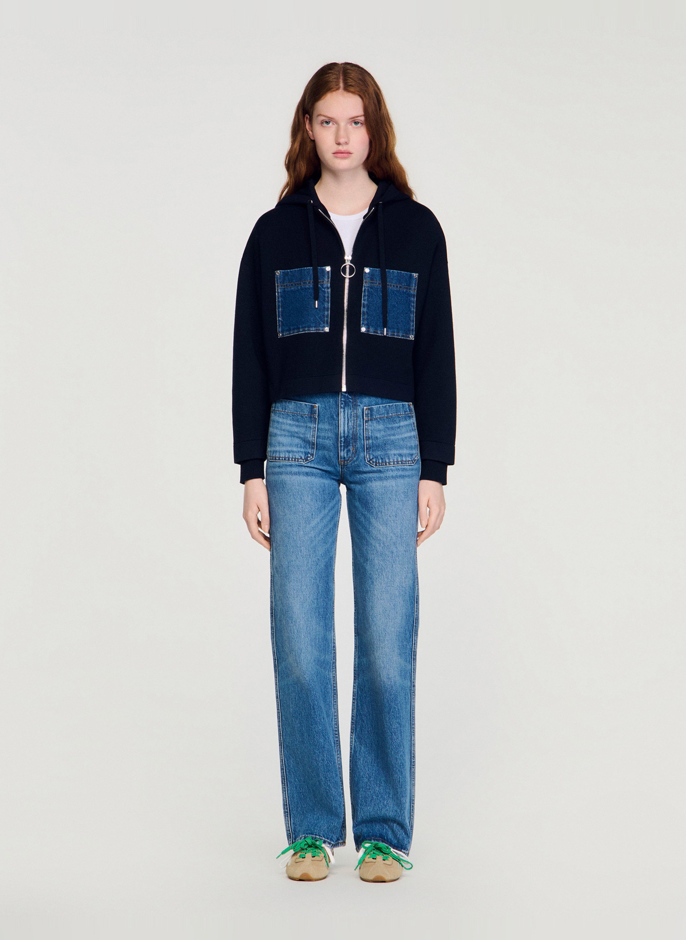 Sweat zippé à capuche SANDRO Bleu