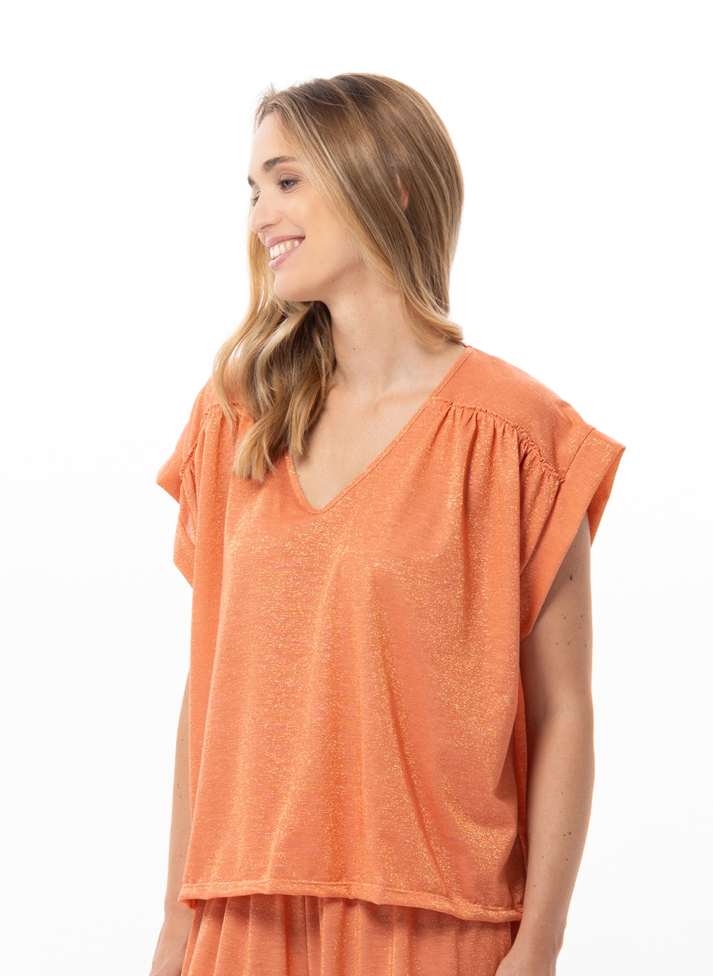 Tee-shirt en maille lurex coco 230 LE CHAT Orange