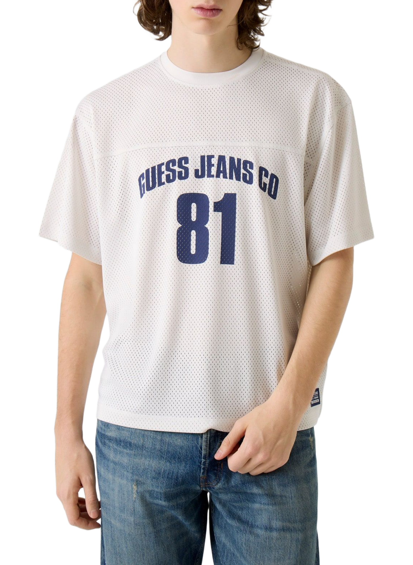 Mesh print T-shirt GUESS White