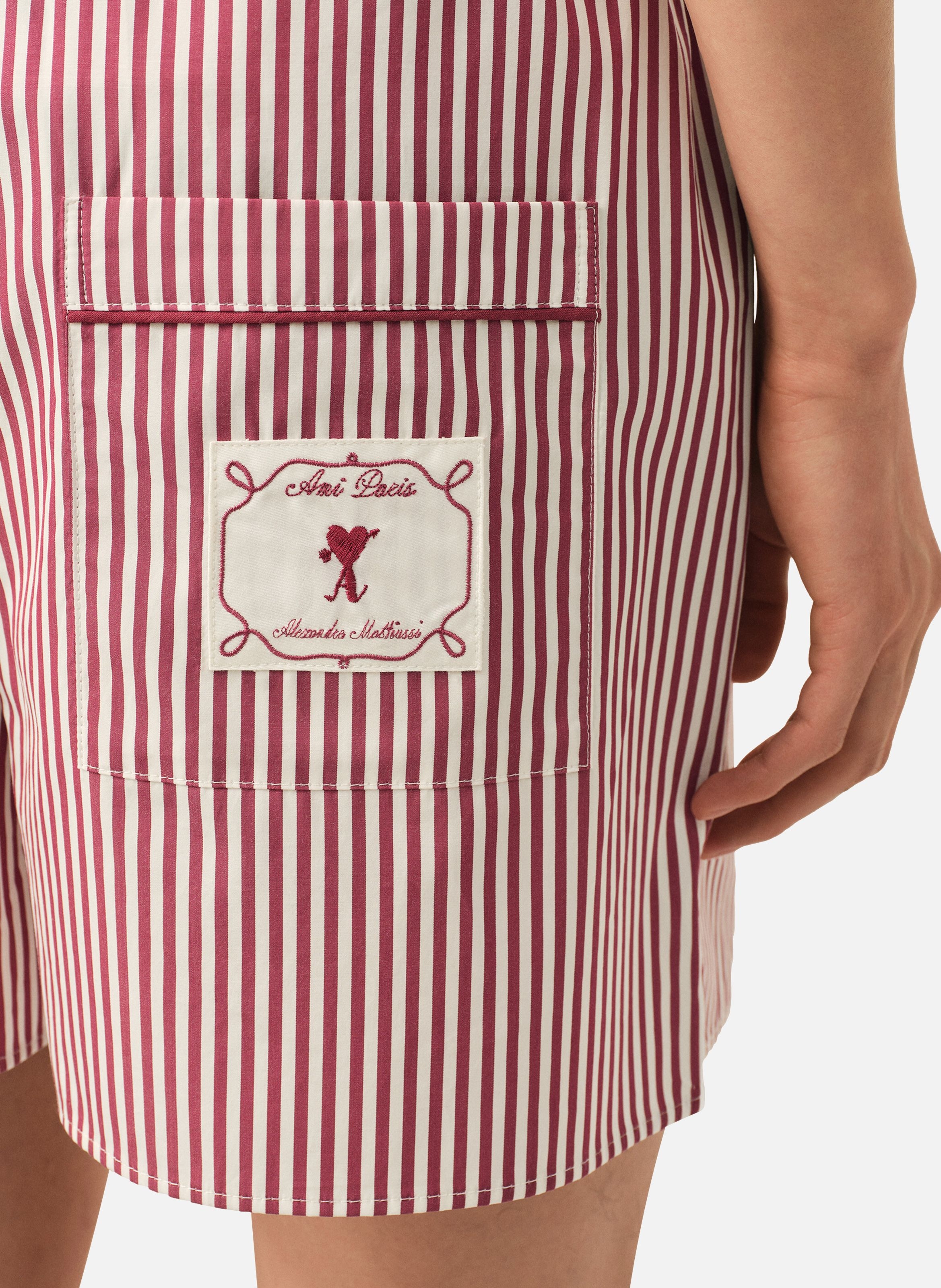 Short à rayures ami de coeur flèche unisexe en coton AMI PARIS Blanc