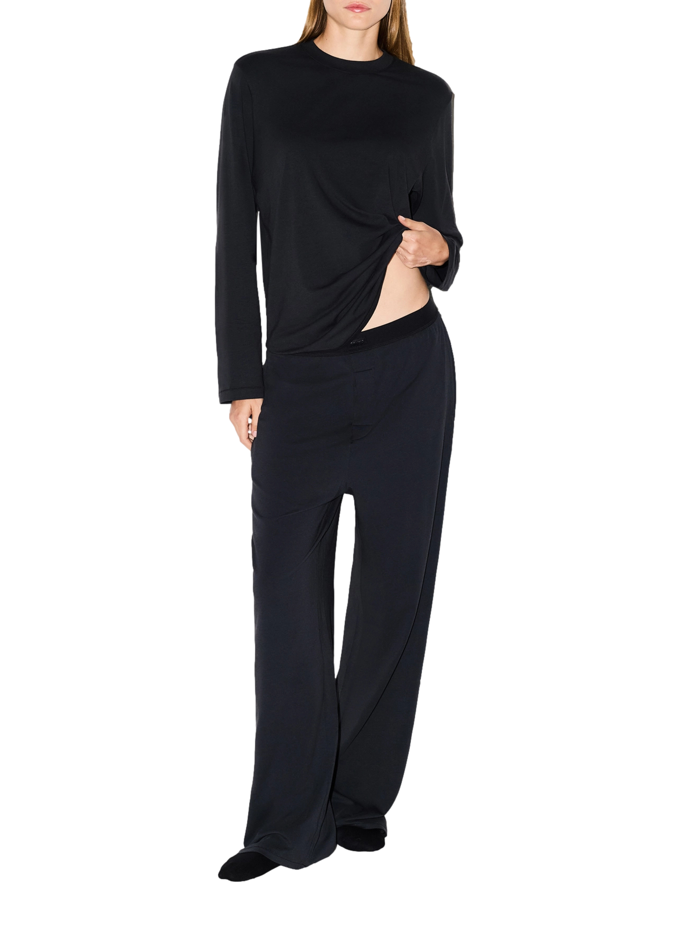 Pantalon ample à taille élastique Black