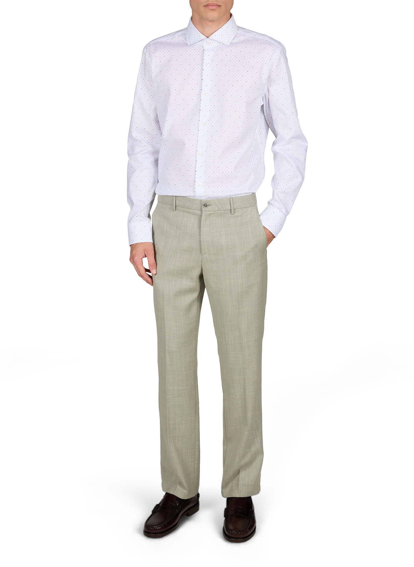 Chevron wool, silk, and linen trousers CRUNA Green