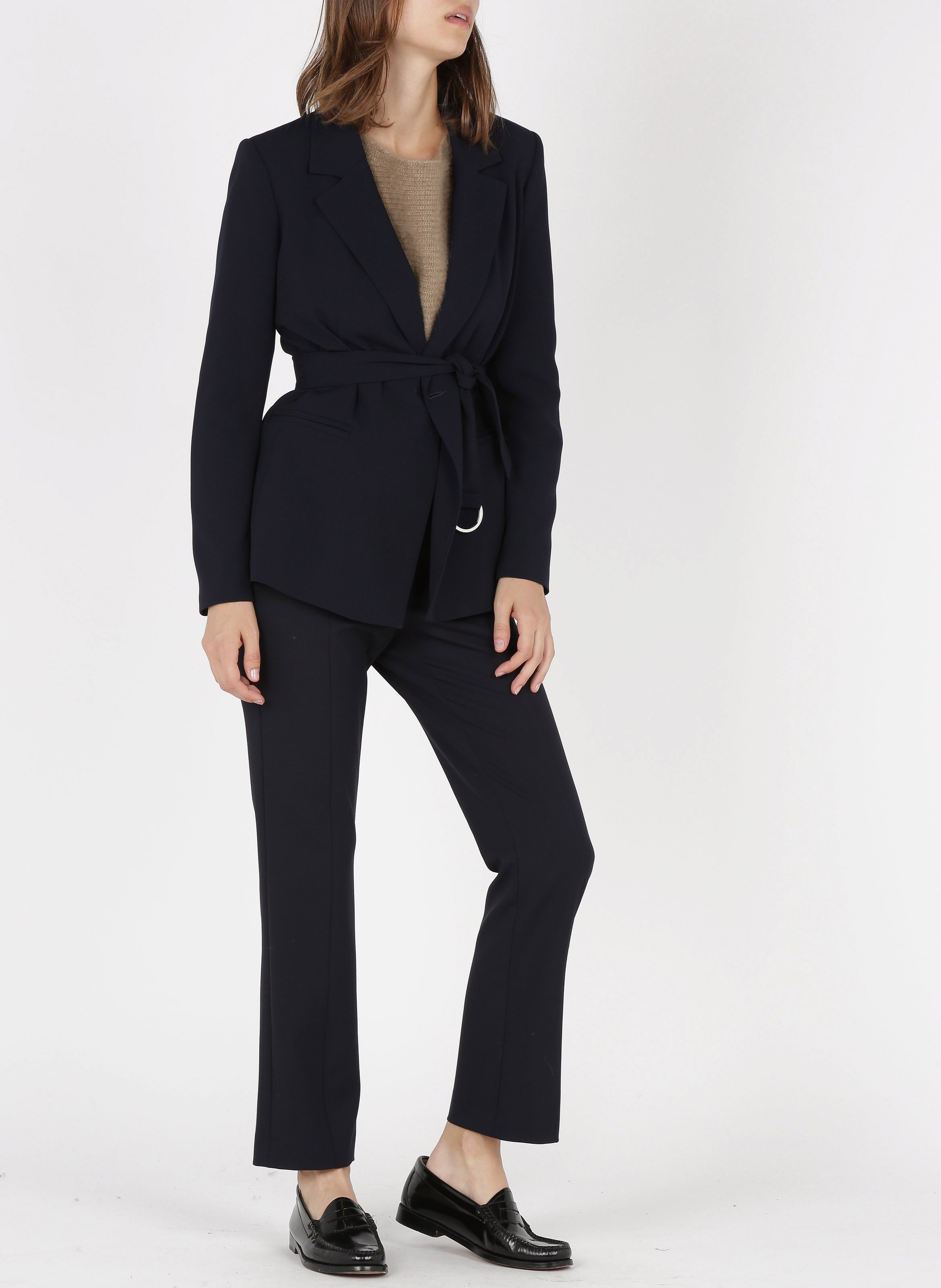 Veste col tailleur ceinturée CLAUDIE PIERLOT Bleu