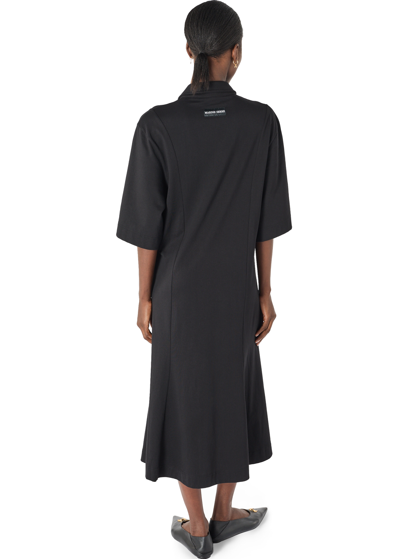 Moon logo jersey polo long dress organic cotton MARINE SERRE Black