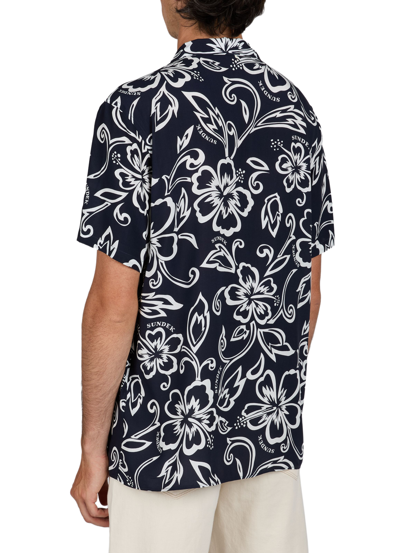 Oversized shirt with floral print SUNDEK Blue