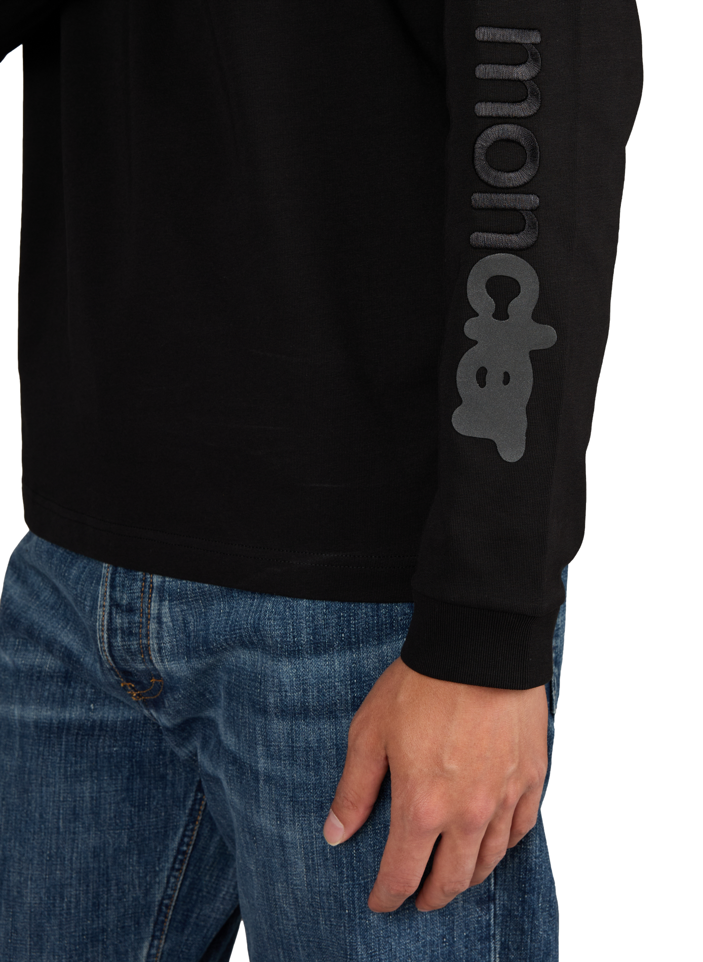 Long-sleeve cotton logo T-shirt MONCLER Black