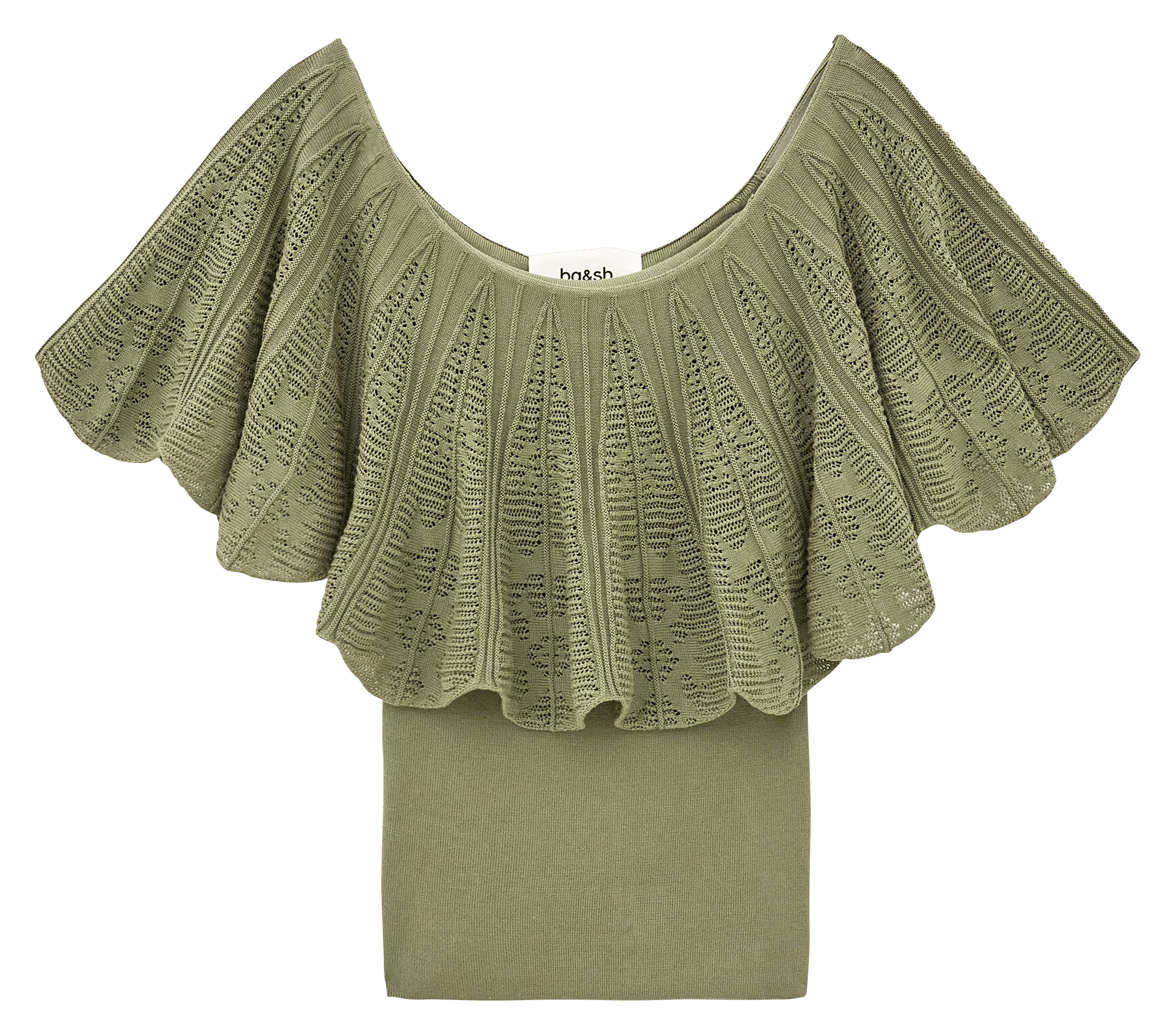 Top met off-shoulder design in luchtige katoenmix salda BA&SH Kaki