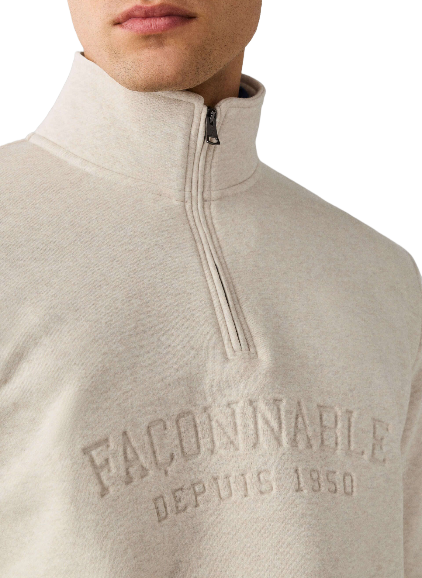 Rechte sweater met opstaande kraag in gemengd katoen FACONNABLE Beige
