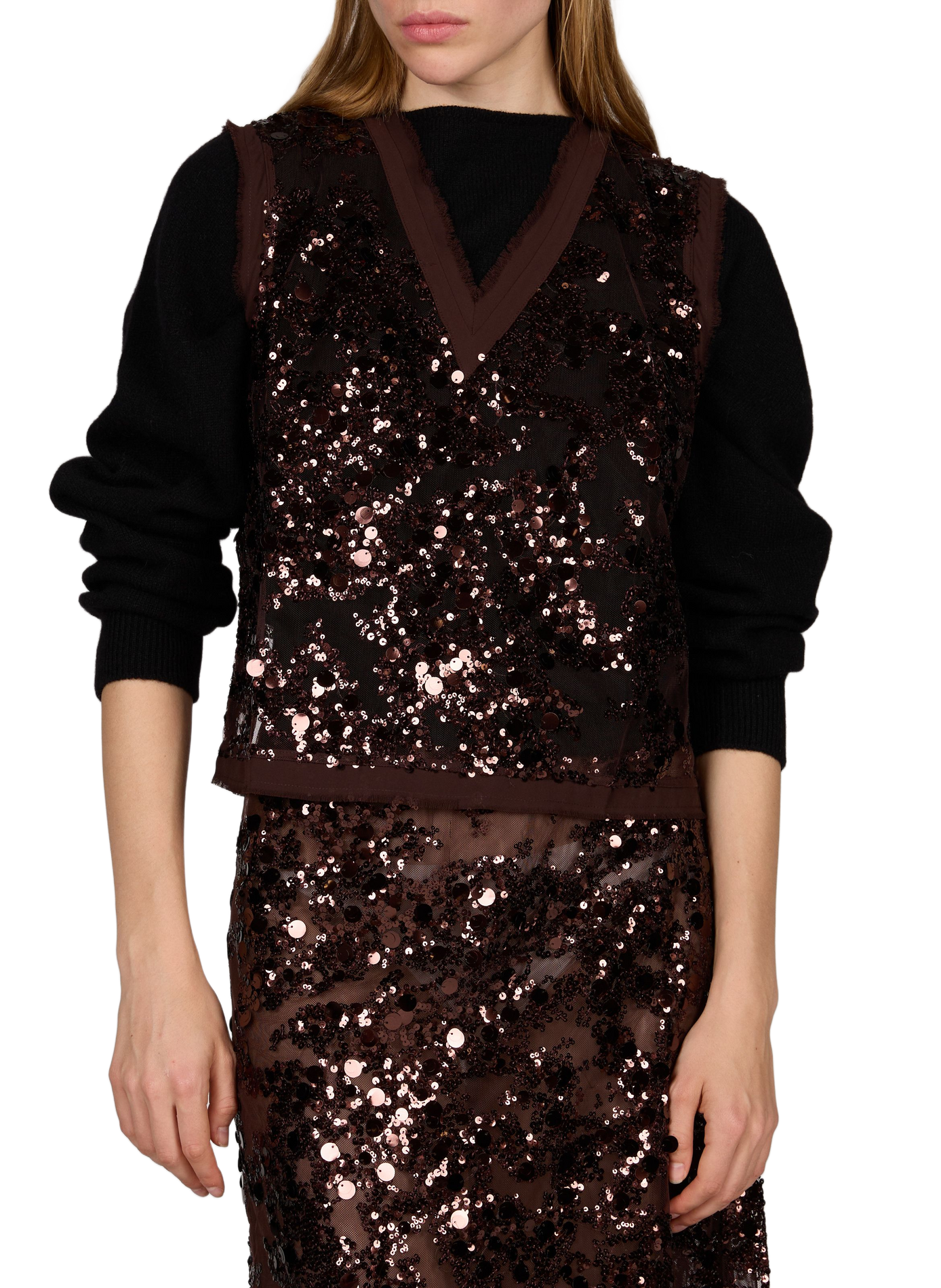 Top sans manches Manire à strass BAUM UND PFERDGARTEN Marron