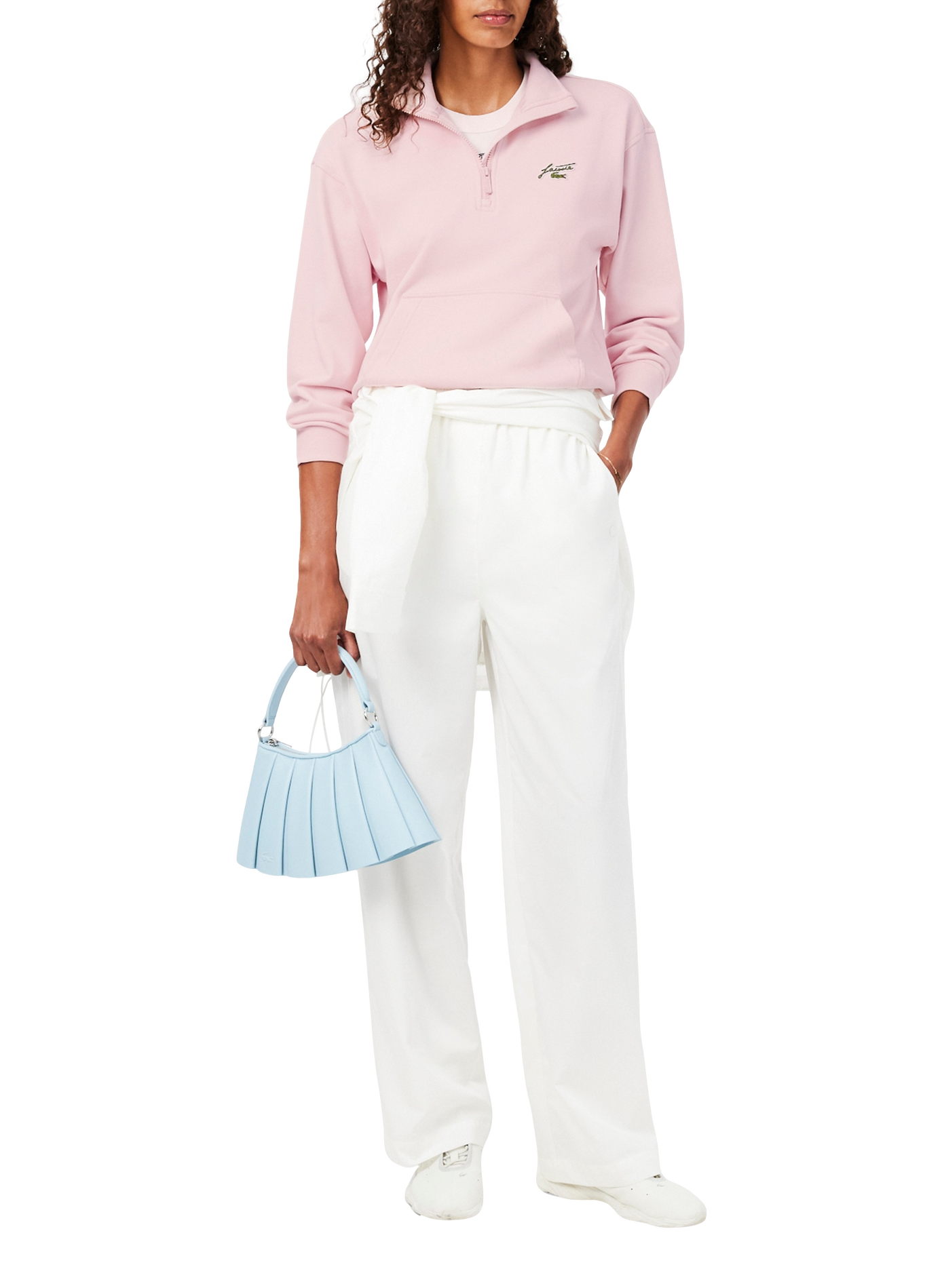 Sweat droit col montant en coton mélangé LACOSTE Rose