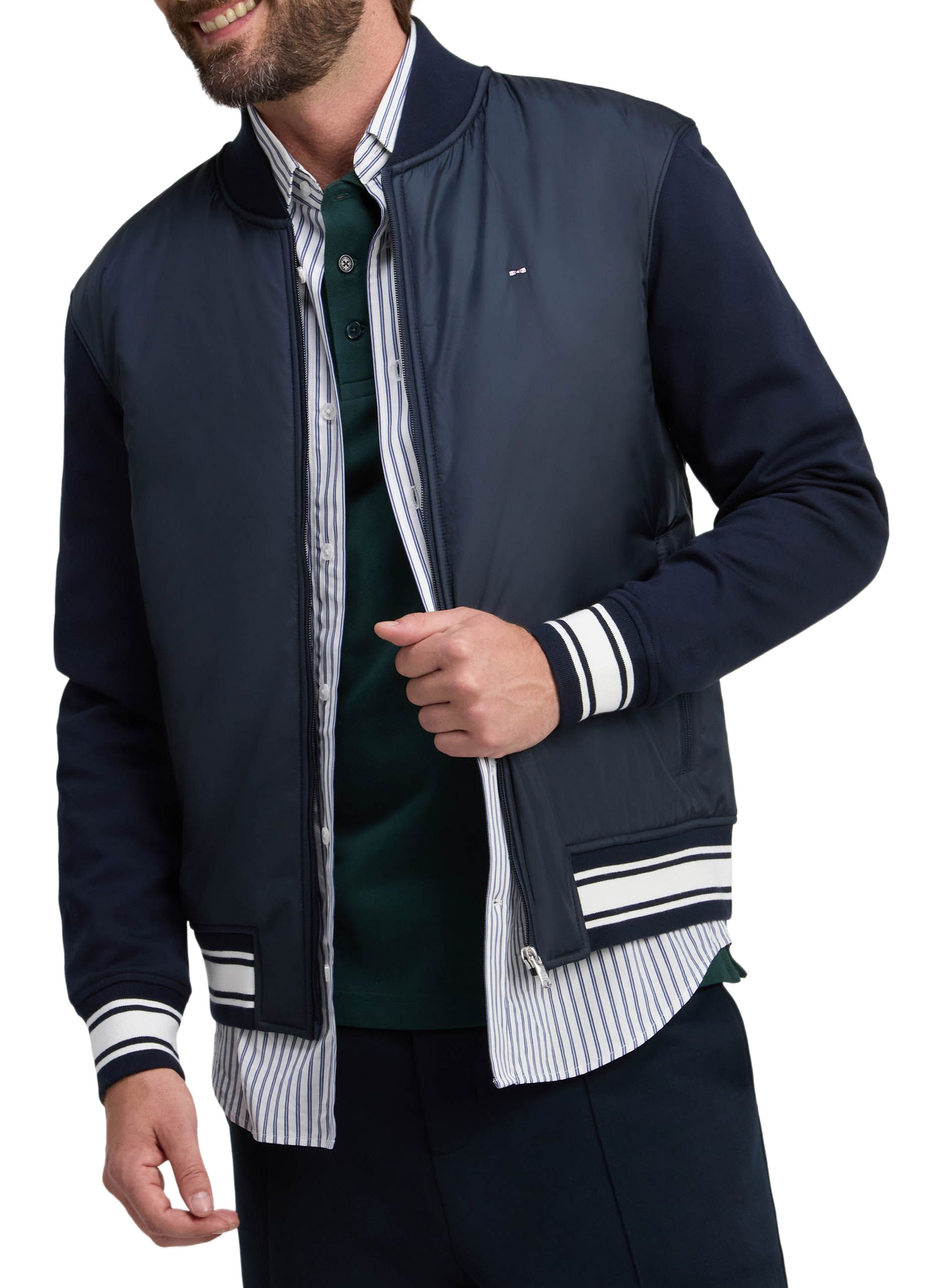 Veste col teddy en coton mélangé EDEN PARK Blauw