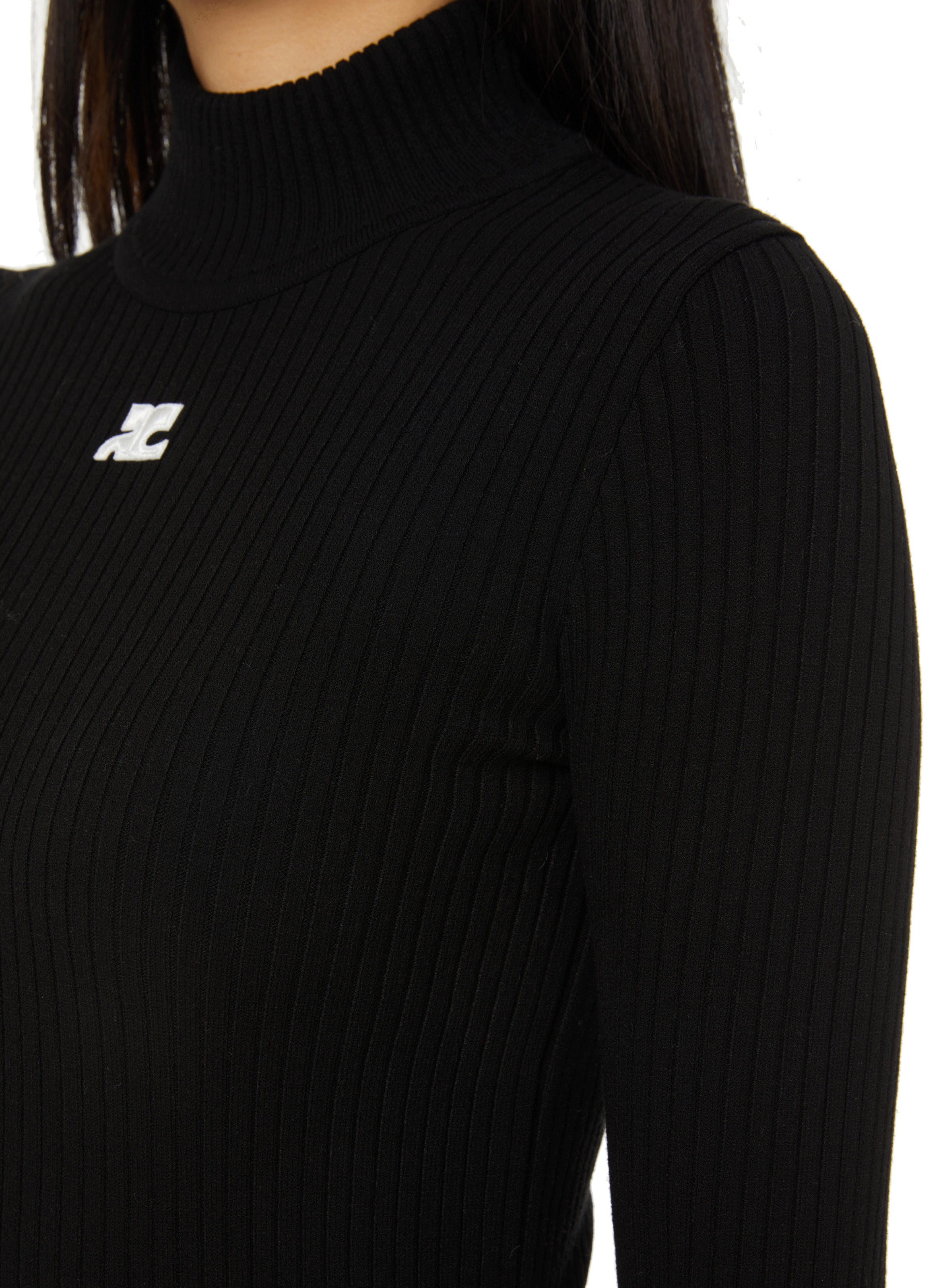 Reedition roll-neck wool jumper COURRÈGES Black