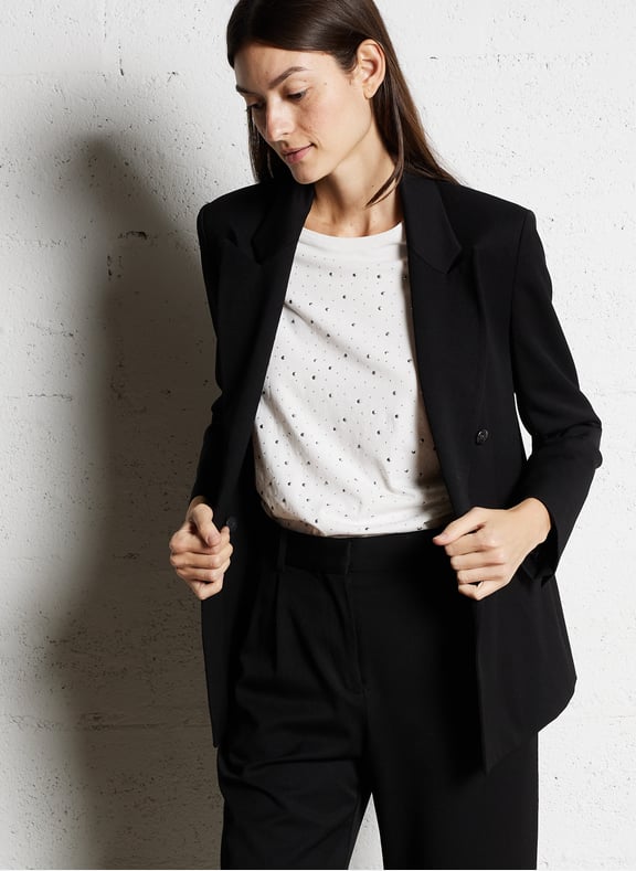 Veste droite col tailleur Noir by IKKS IKKS Veste droite col tailleur Noir