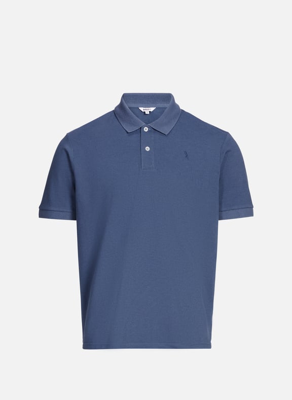 Short-sleeved polo in blended cotton Blue by AIGLE AIGLE Short-sleeved polo in blended cotton Blue