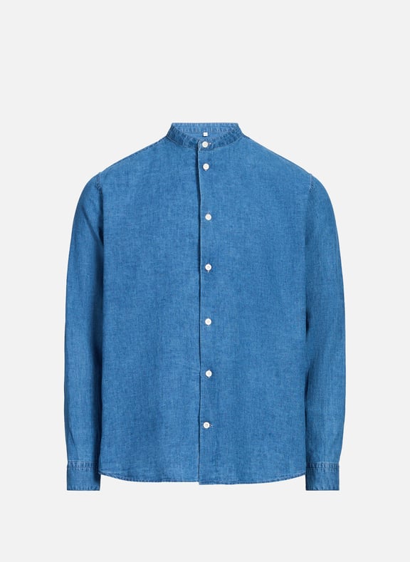 Chemise droite en lin et coton Bleu by AU PRINTEMPS PARIS AU PRINTEMPS PARIS Chemise droite en lin et coton Bleu