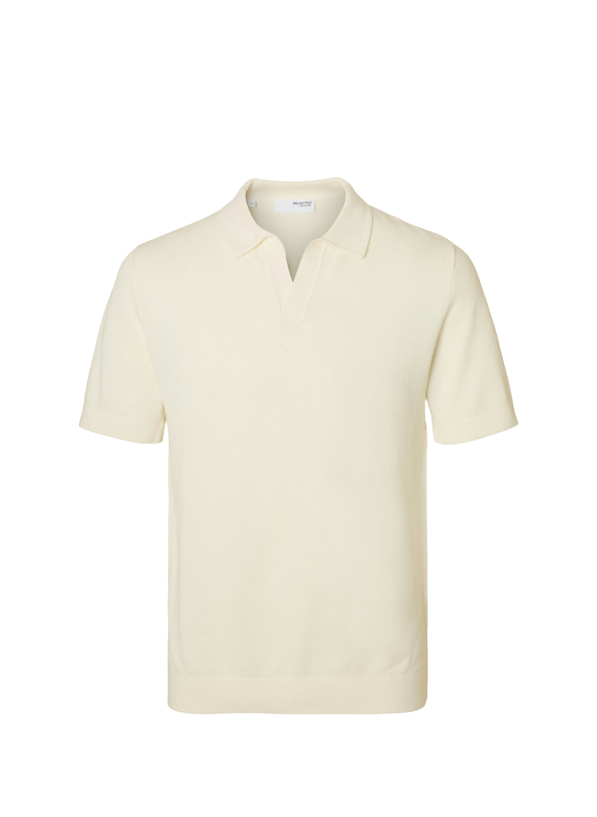 Polo manches courtes en coton biologique SELECTED Beige