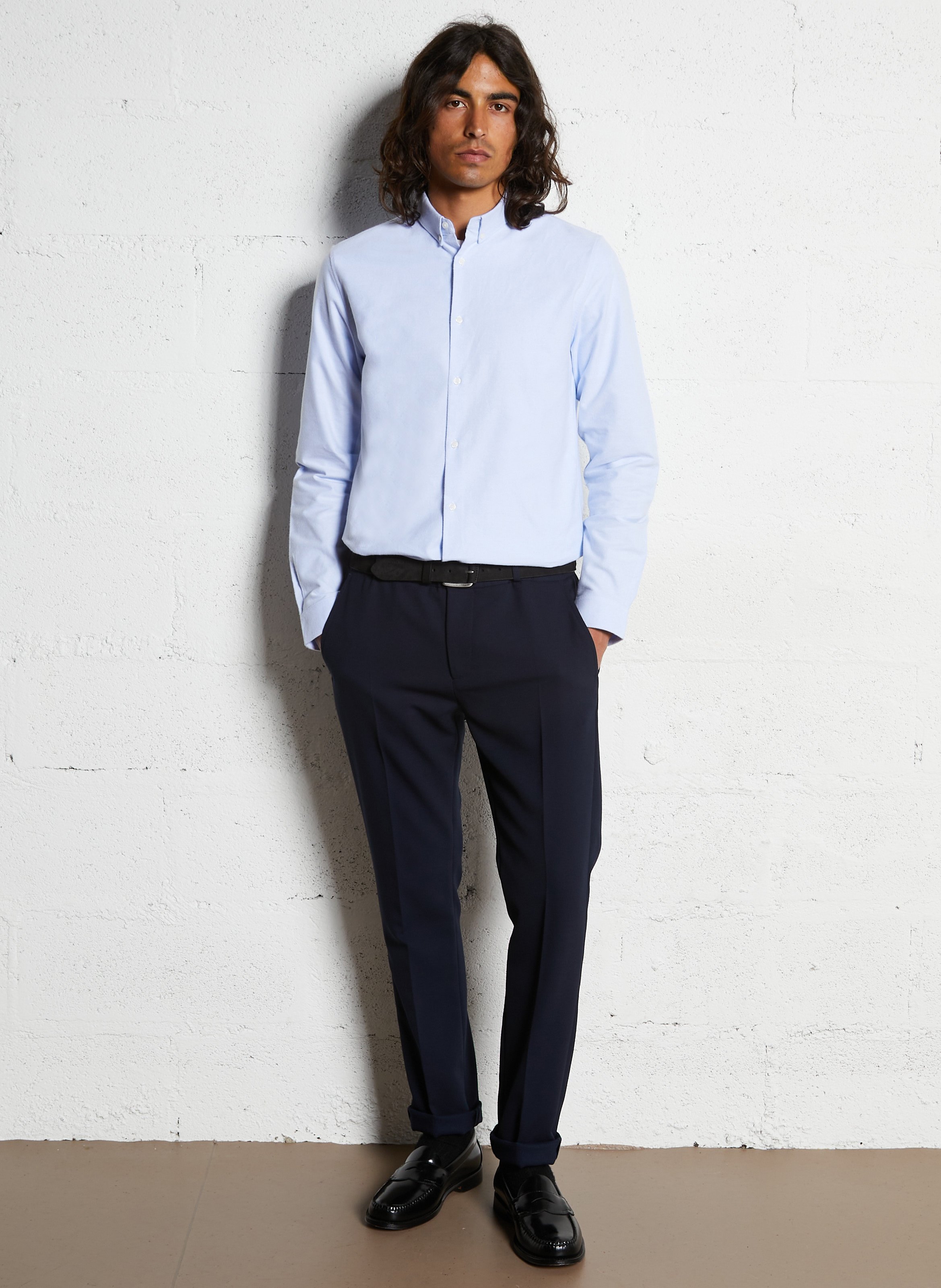 Chemise regular-fit en coton IKKS Bleu