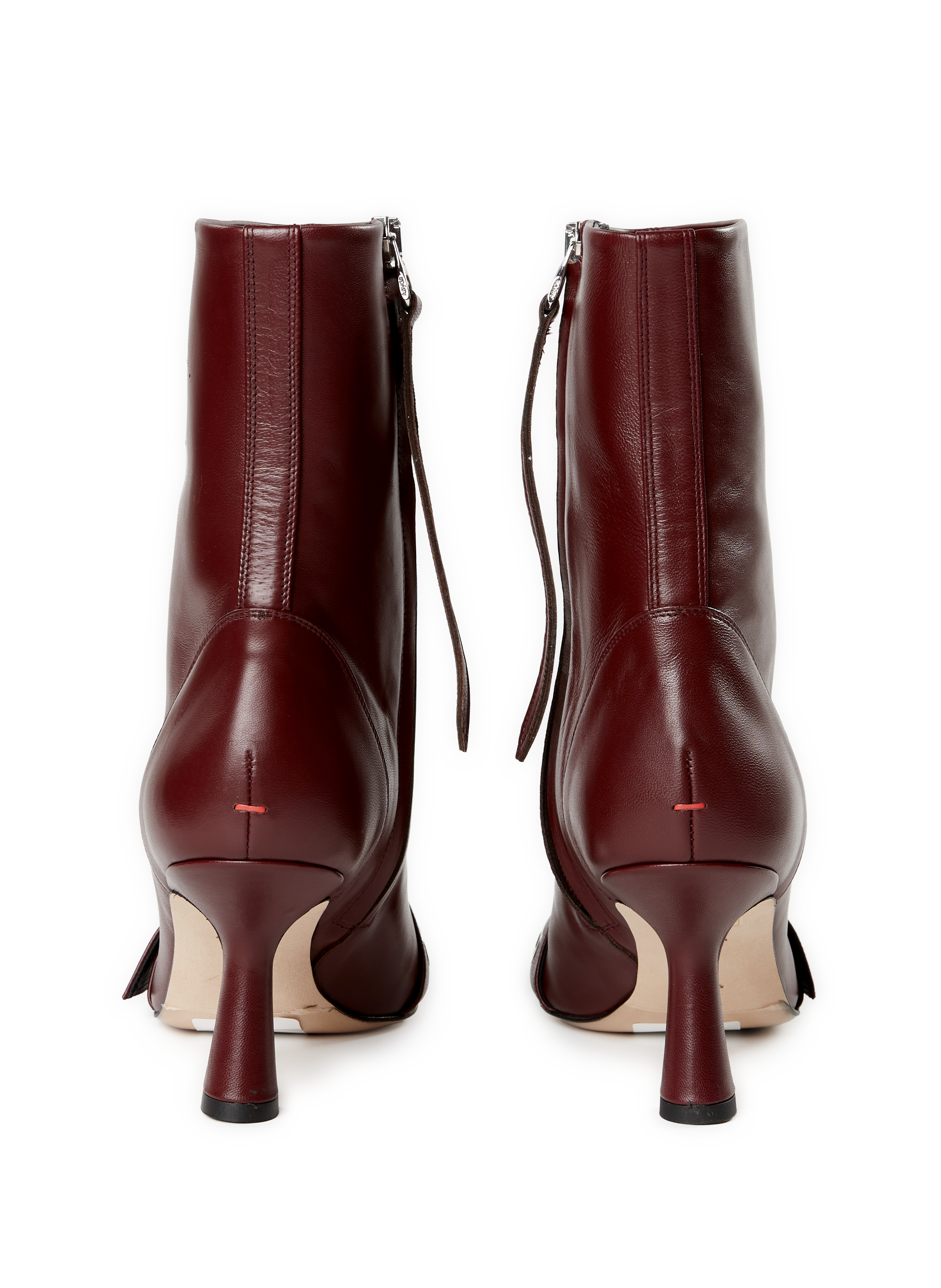 Bottines zippées à talon en cuir AEYDE Rouge