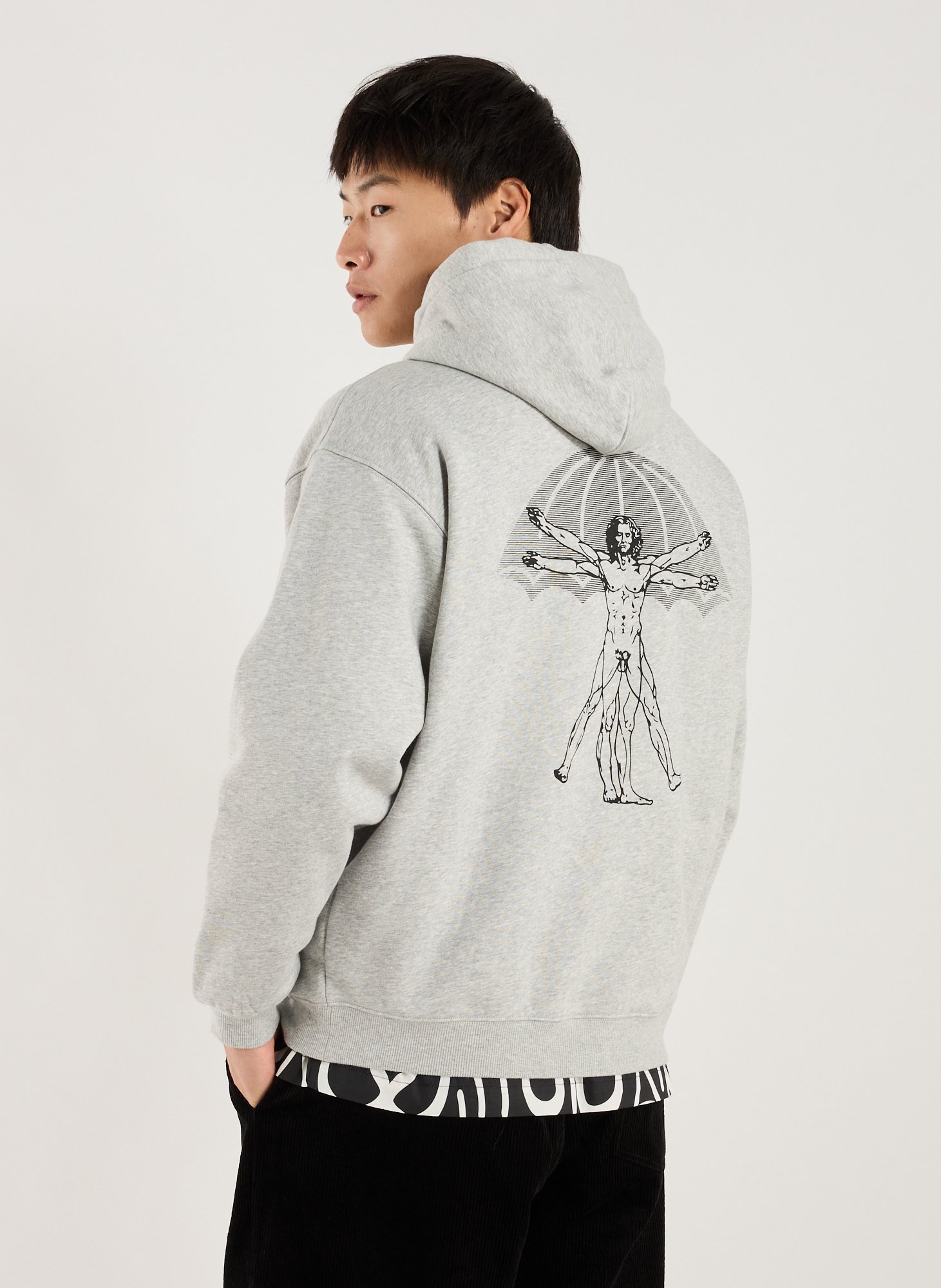 Oversized hooded sweatshirt in mixed cotton HELAS CAPS Grey