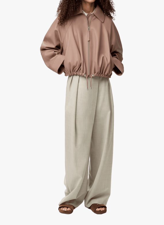 Veste ballon en cuir d'agneau nappa | Beige by LOEWE Veste ballon en cuir d'agneau nappa Beige