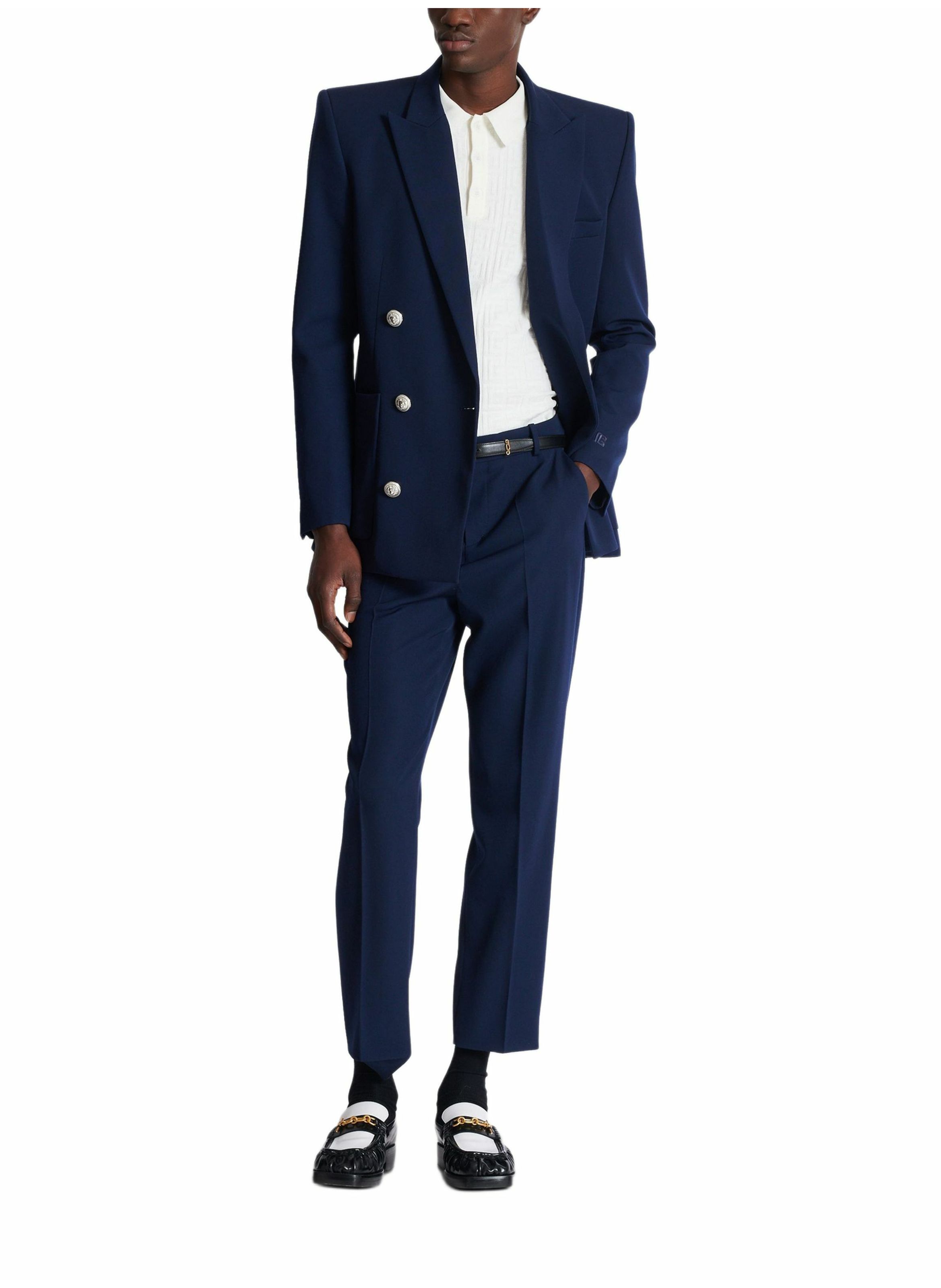 Polo en maille monogrammée BALMAIN Blanc