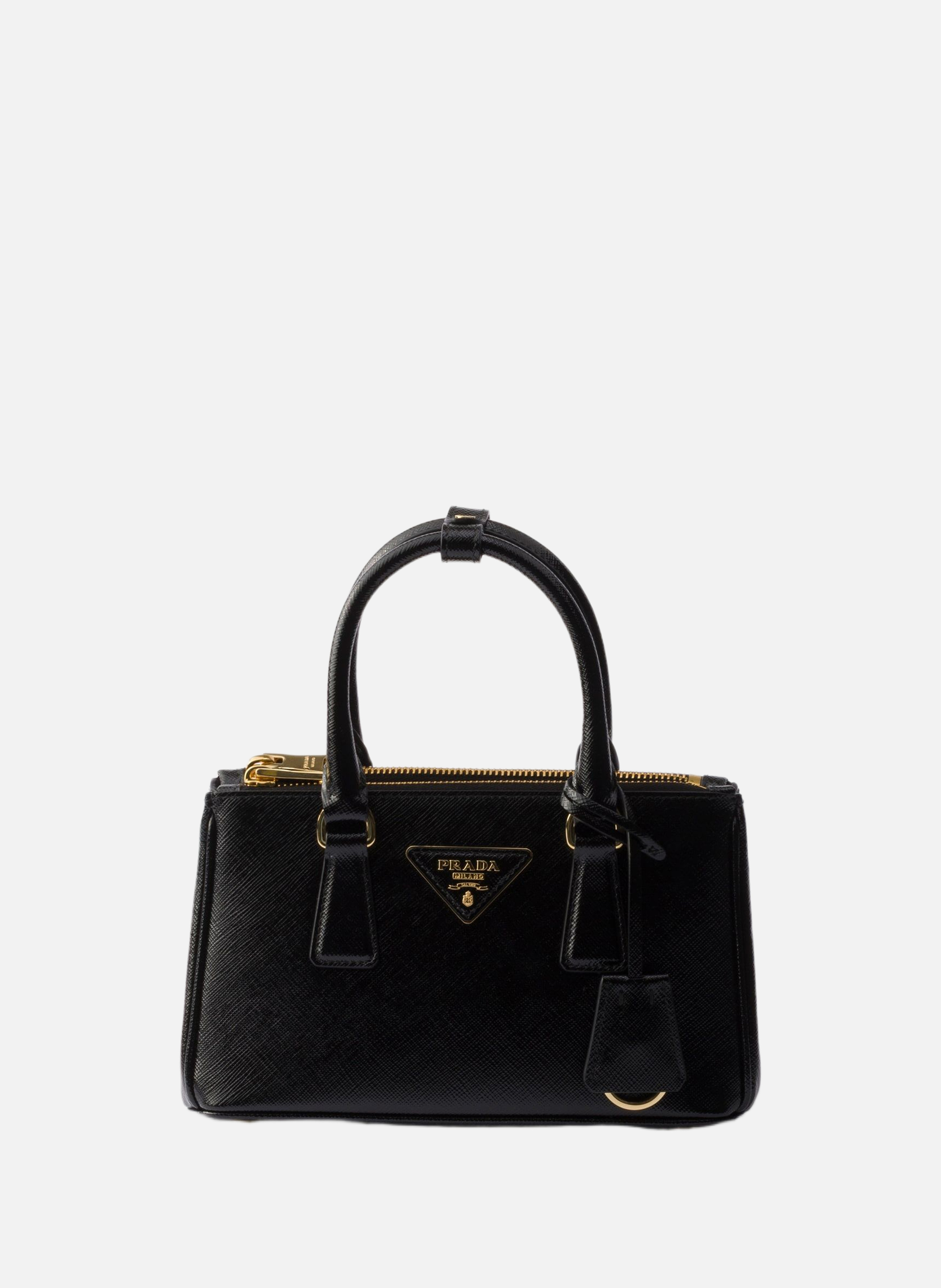 Mini sac prada galleria en cuir saffiano verni PRADA Noir
