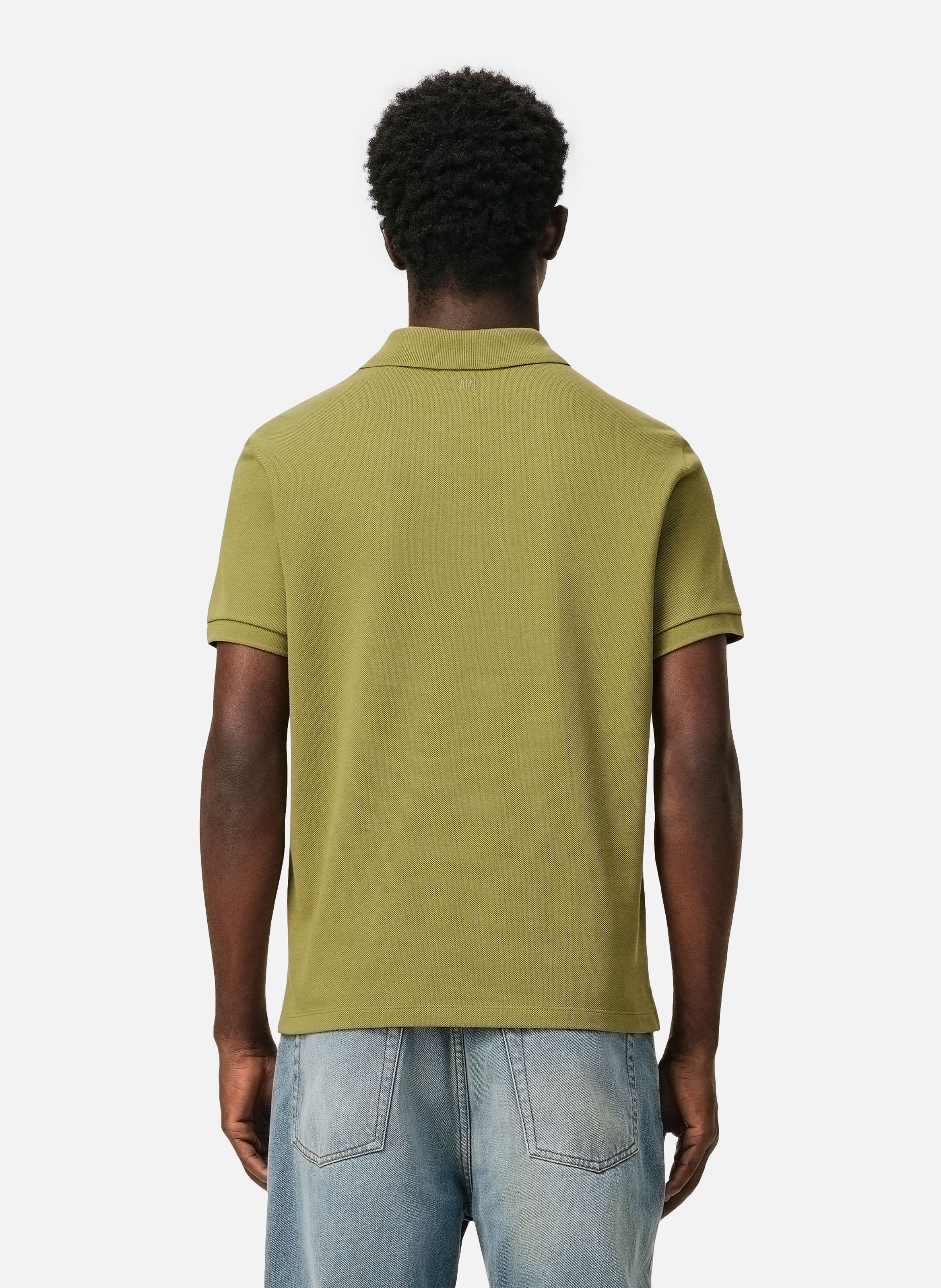 Polo ami de coeur contrasté en coton AMI PARIS Vert