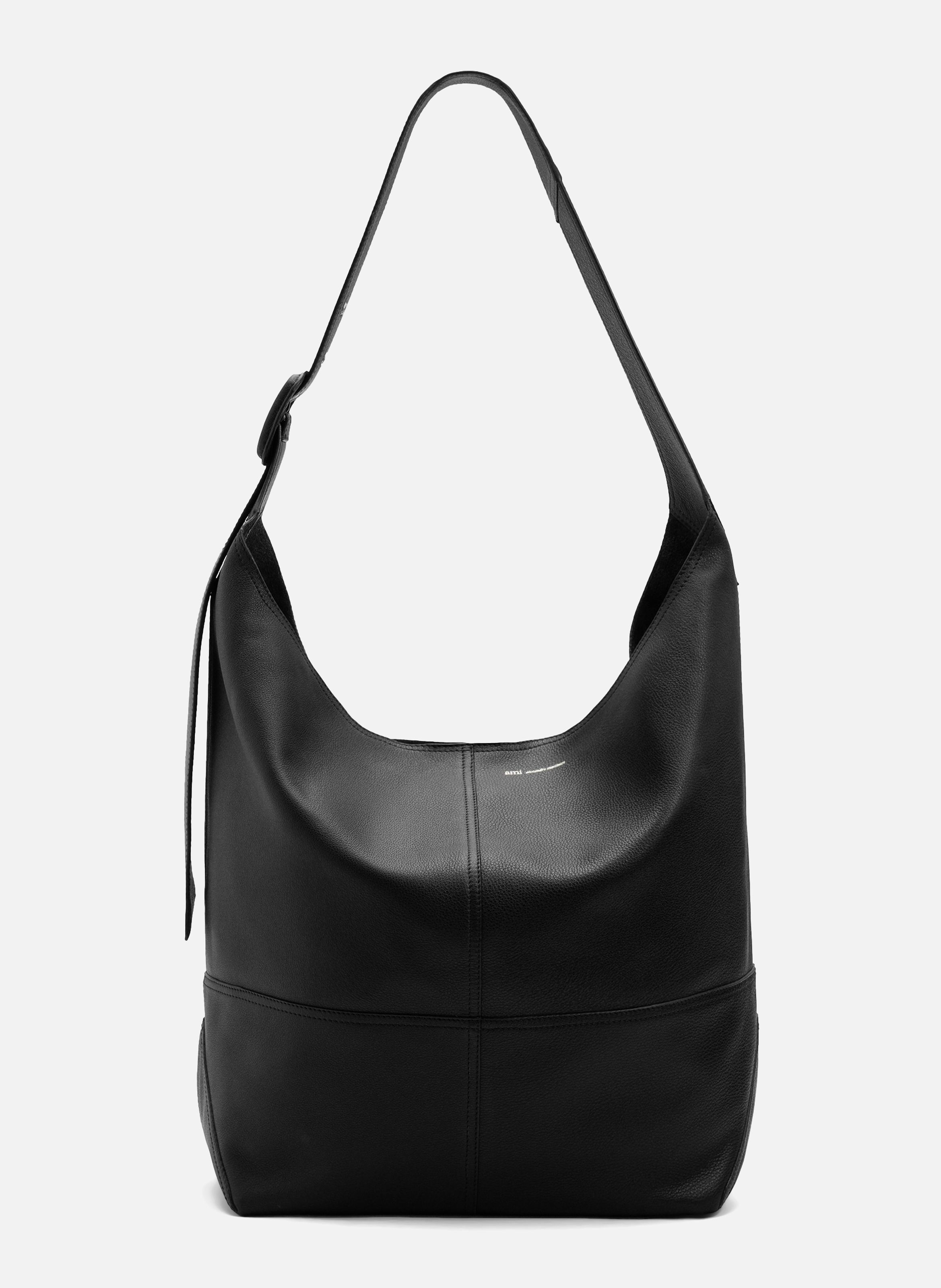 Sac porté croisé etienne unisexe en cuir de taurillon AMI PARIS Noir