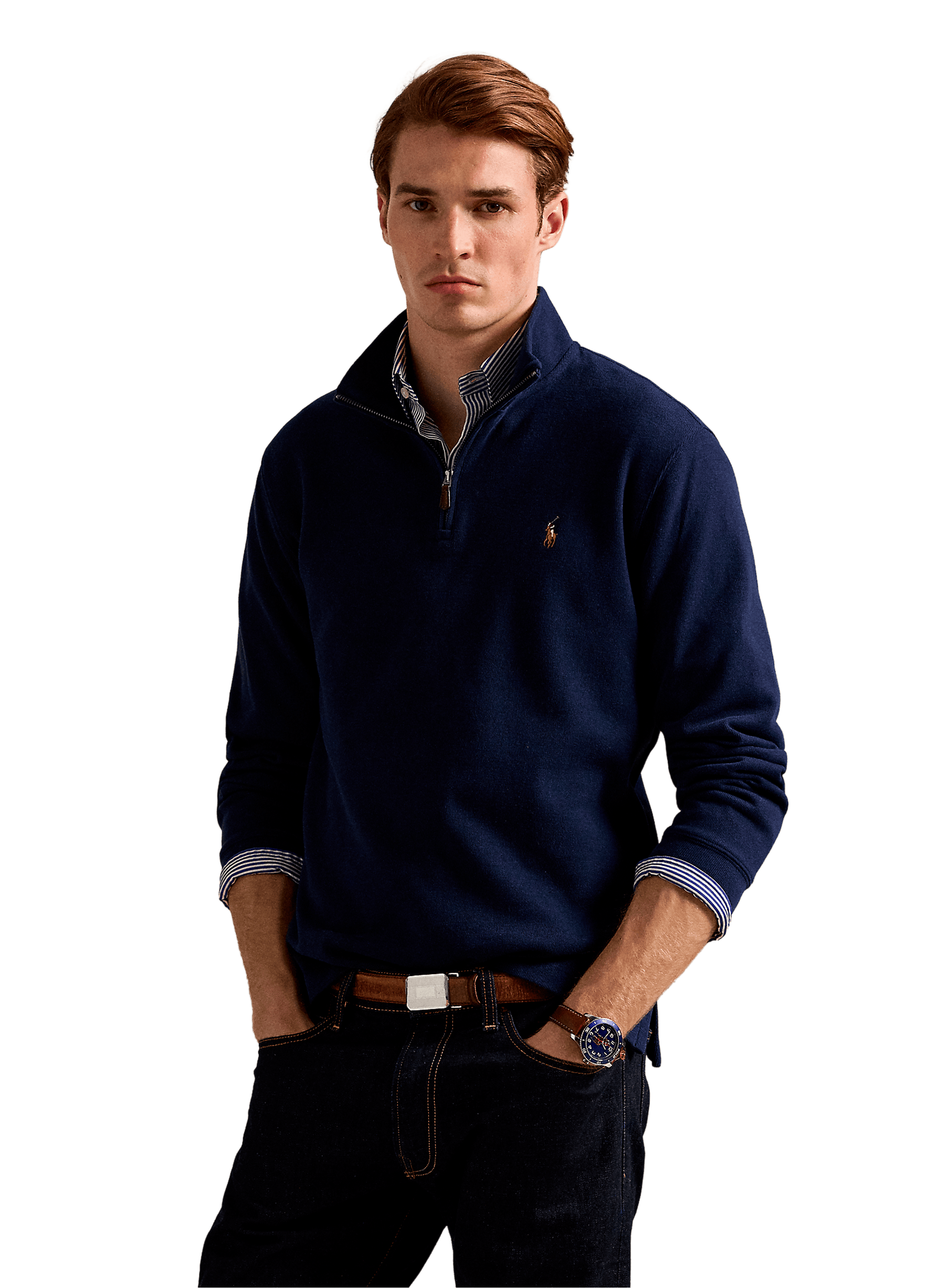 POLO RALPH LAUREN Half-zip cotton jumper Blue
