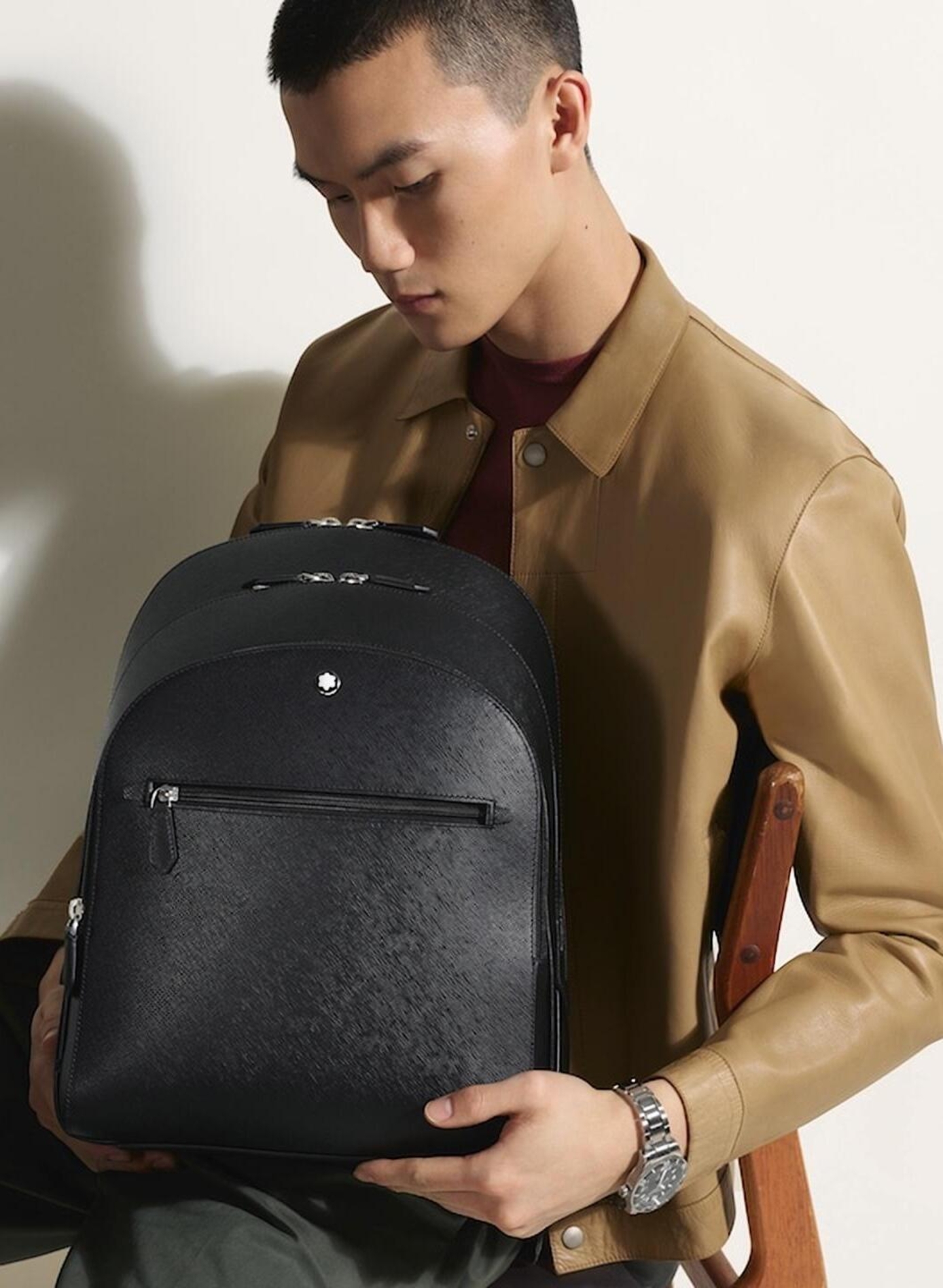Leather backpack MONTBLANC Black