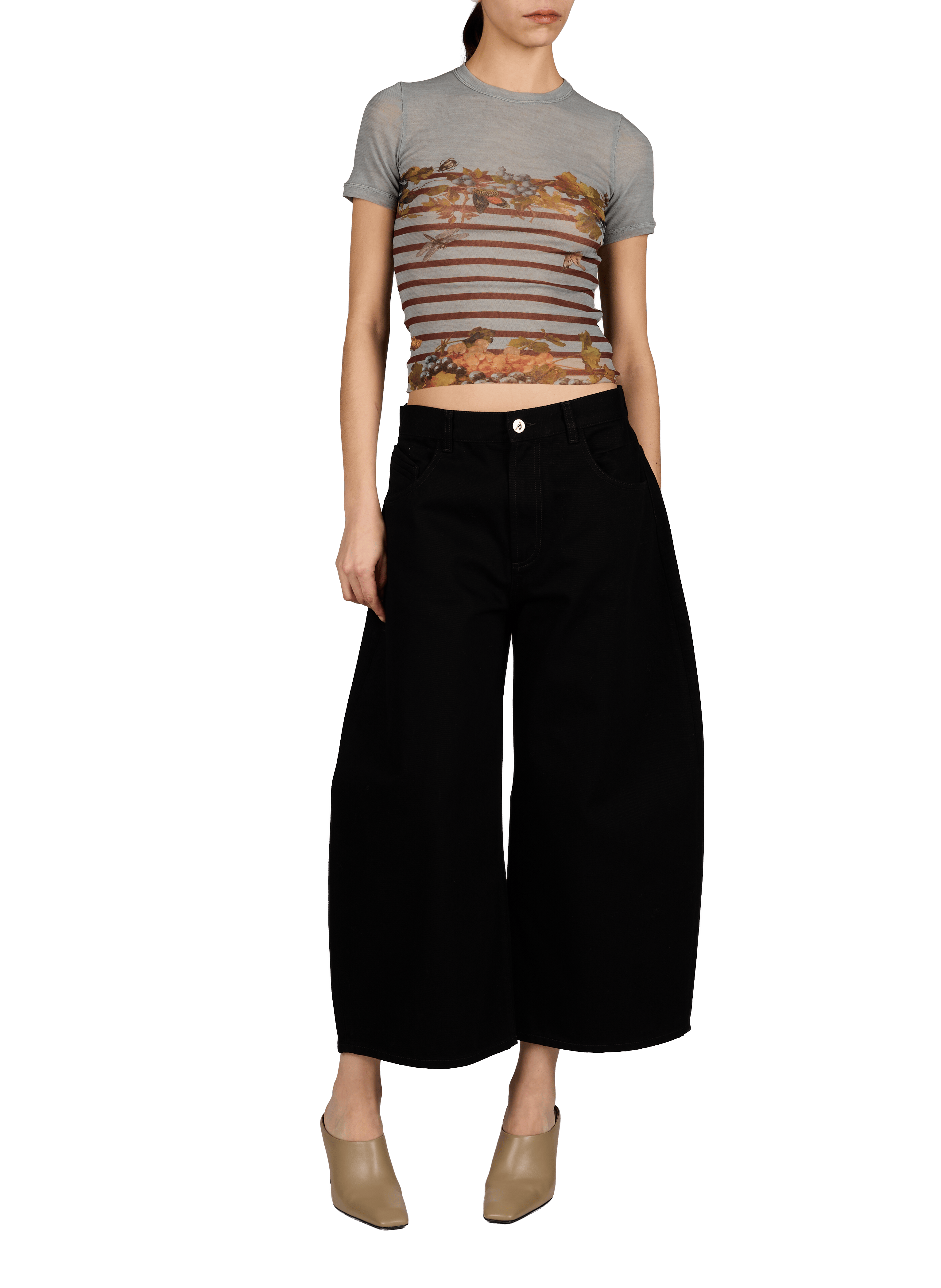 Pantalon 3/4 large en coton THE ATTICO Noir