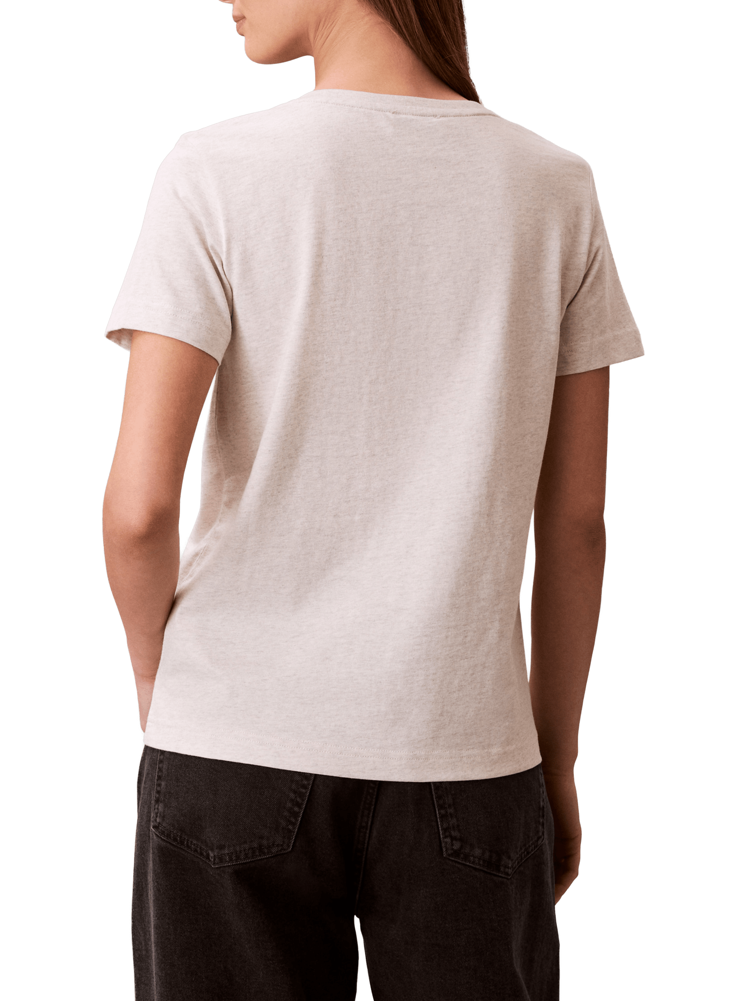 Straight V-neck cotton t-shirt CALVIN KLEIN Grey