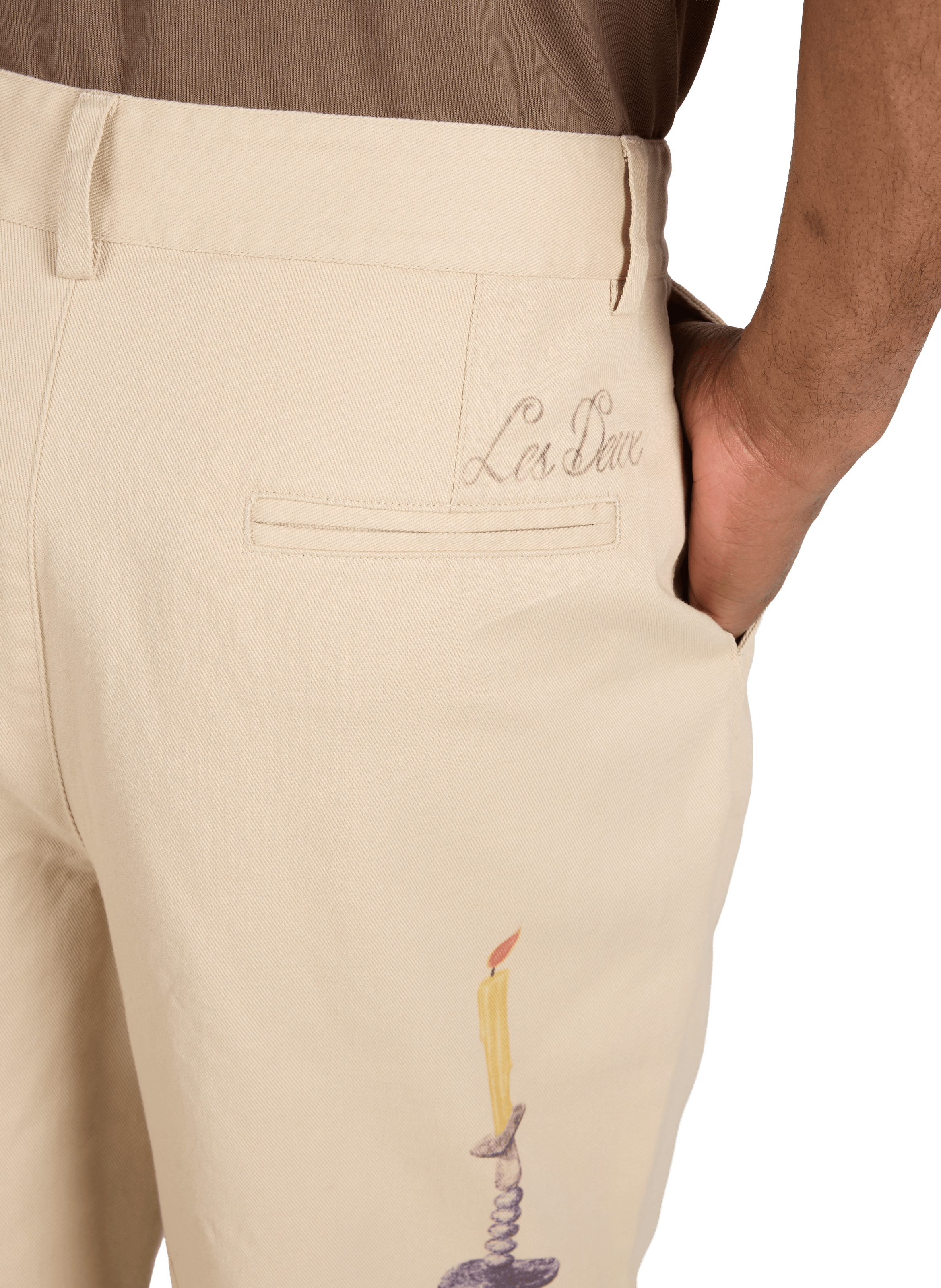 Wide leg Romeo jeans with pattern in cotton LES DEUX Beige