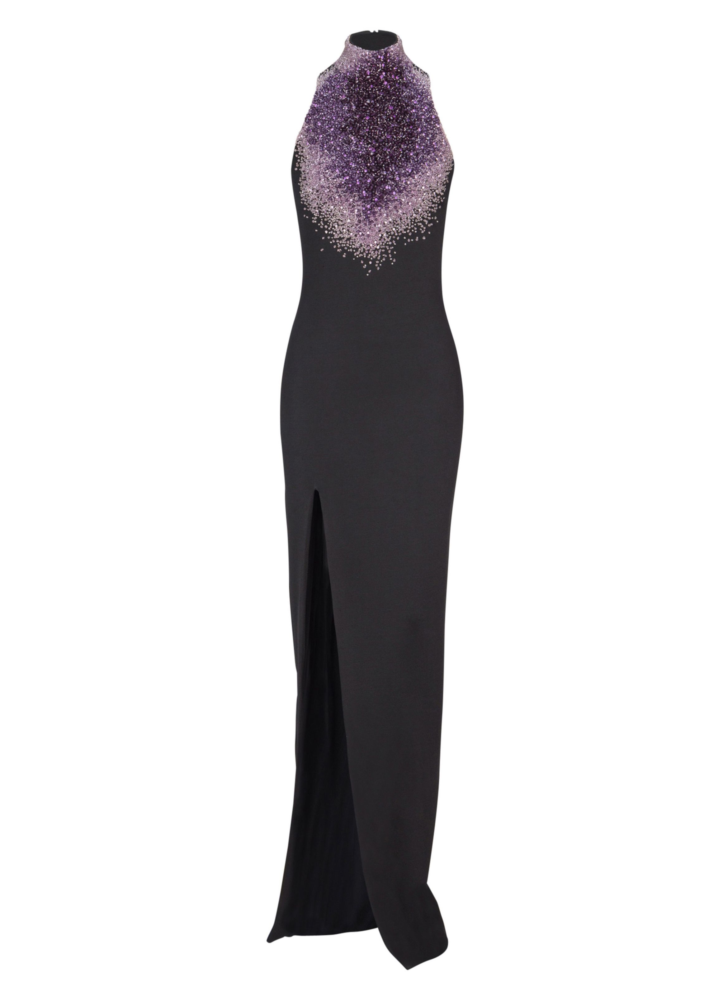 Robe dos-nu en jersey milano brodé « amethyst » BALMAIN Noir