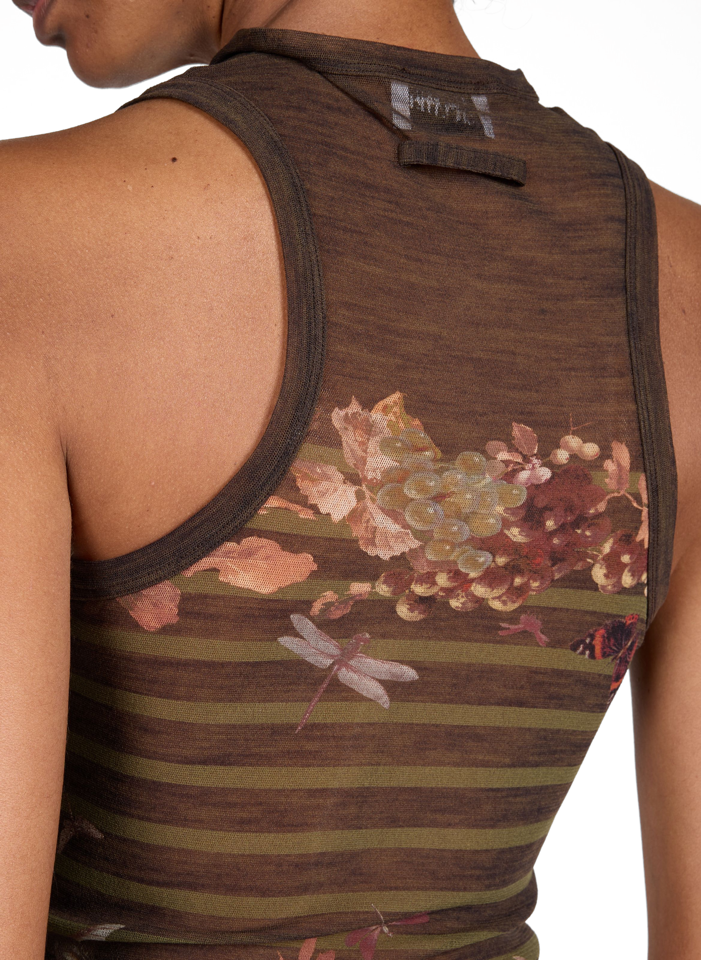 Printed sheer top JEAN PAUL GAULTIER Khaki