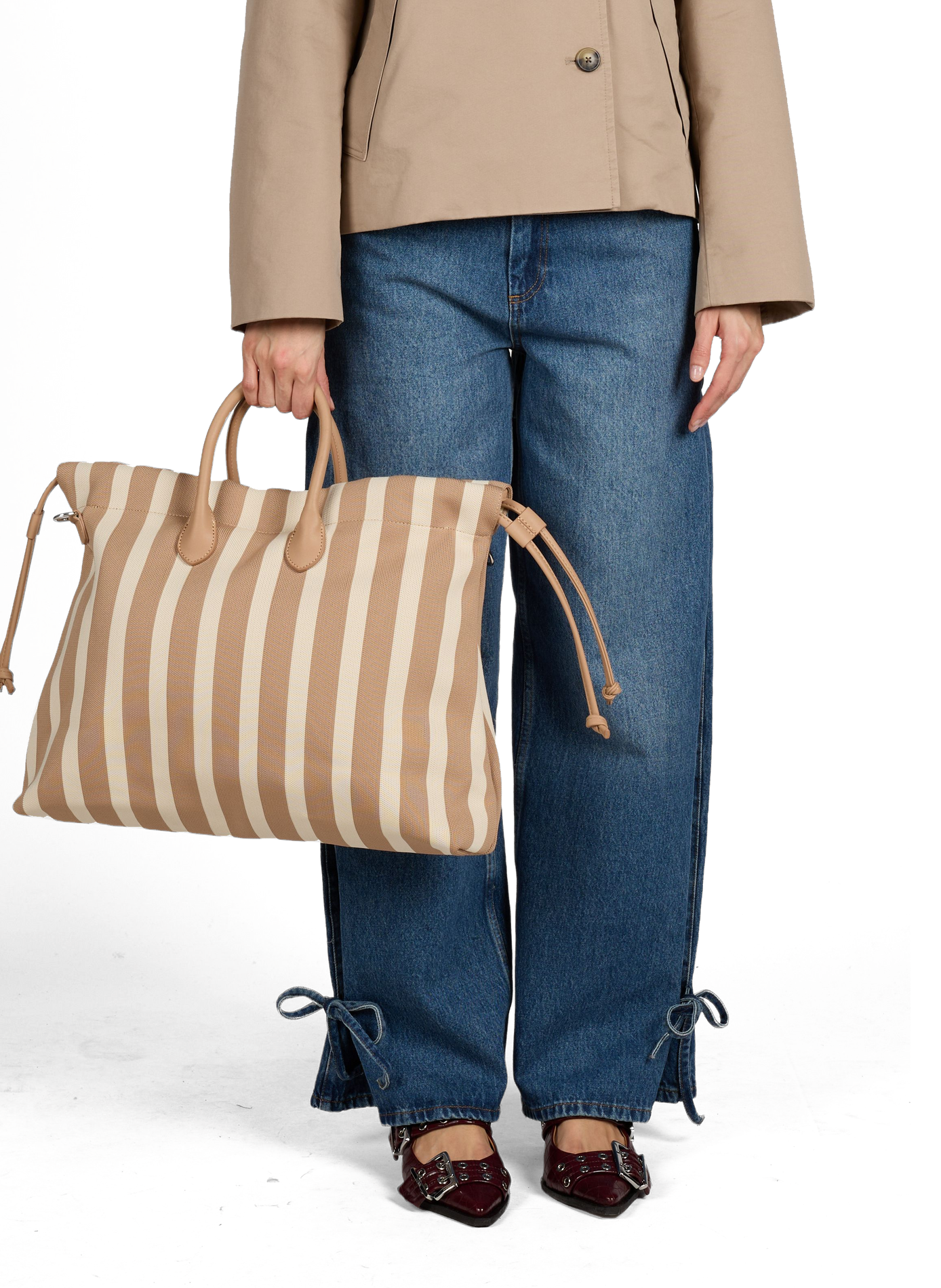 Sac cabas rayé  AU PRINTEMPS PARIS Beige